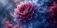 Роскошный цветок в вихре розового и синего дыма - мистическая красота.