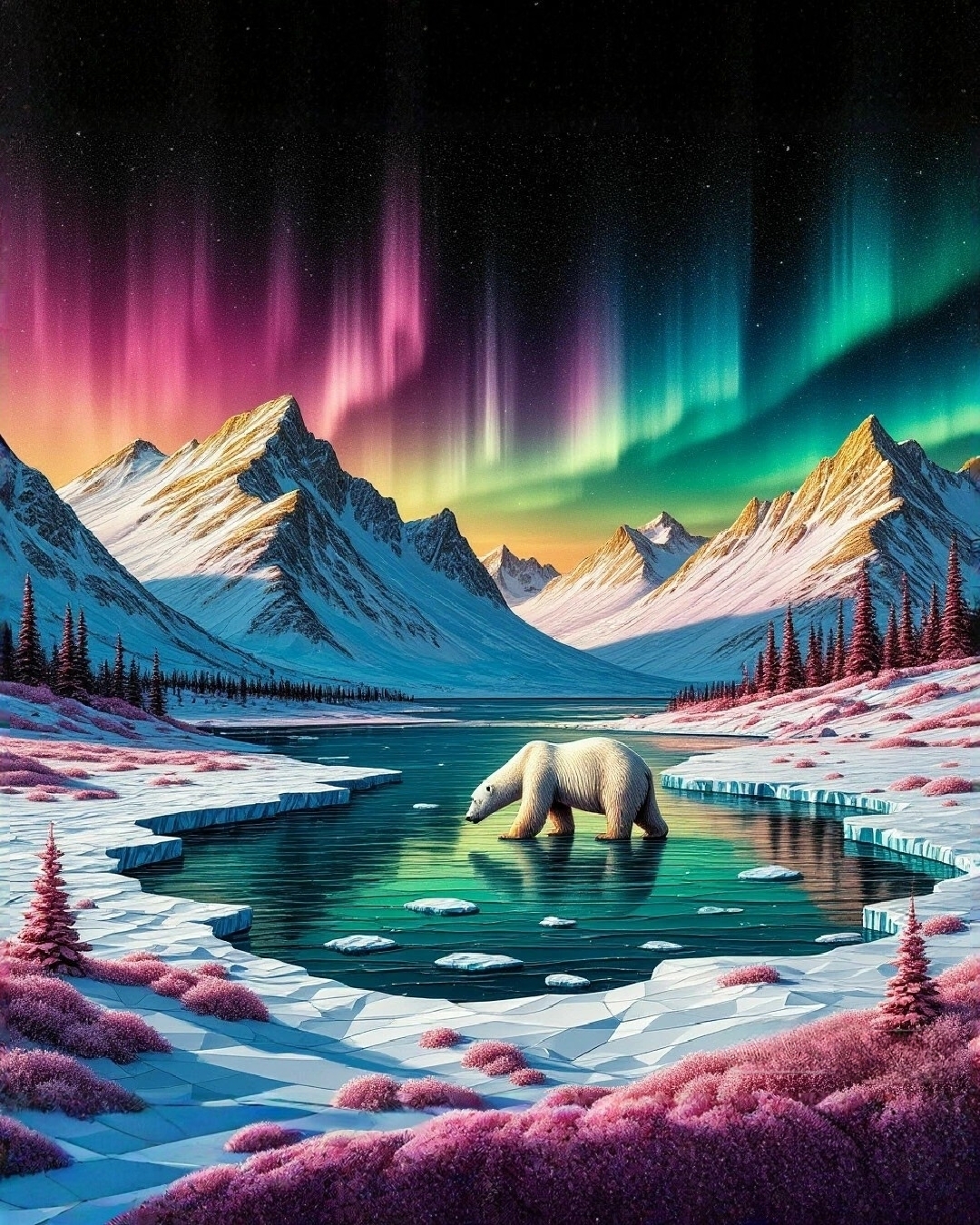 Белый медведь и полярная ночь