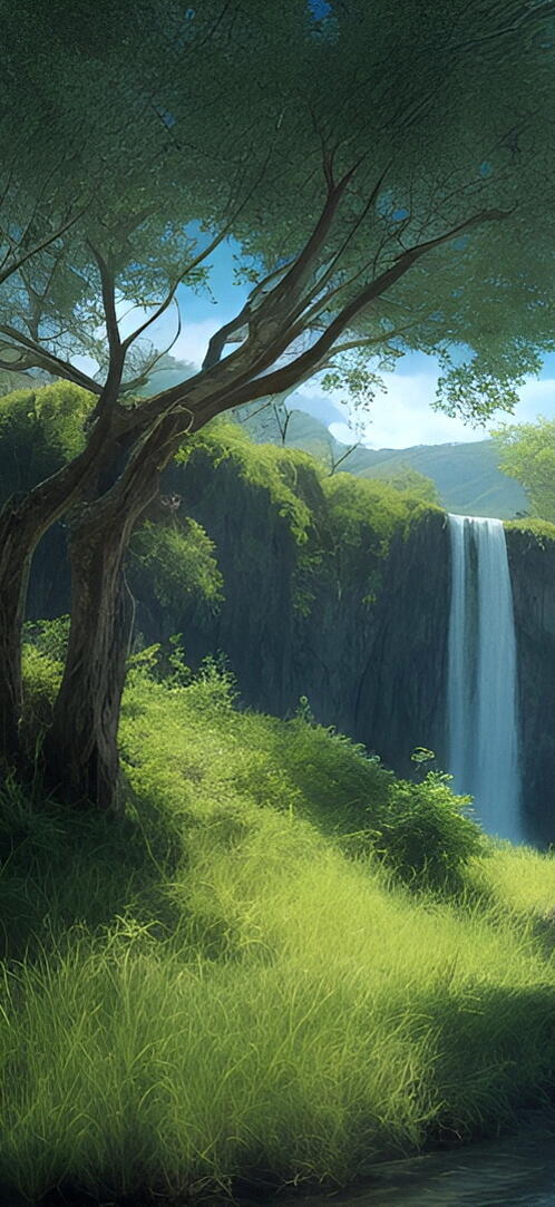 Бесплатное фото Рисунок пейзаж и солнечный день