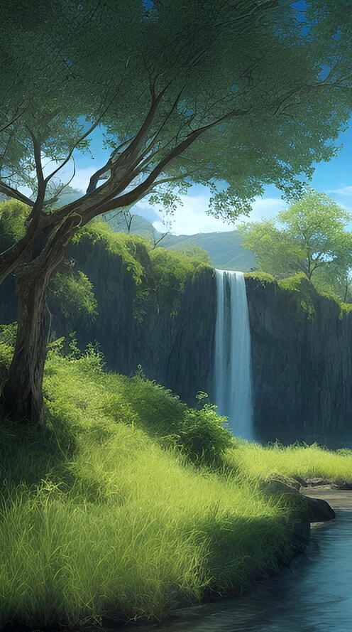 Бесплатное фото Рисунок пейзаж и солнечный день