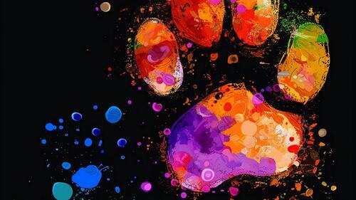 Бесплатное фото Цветной отпечаток собачьей лапы