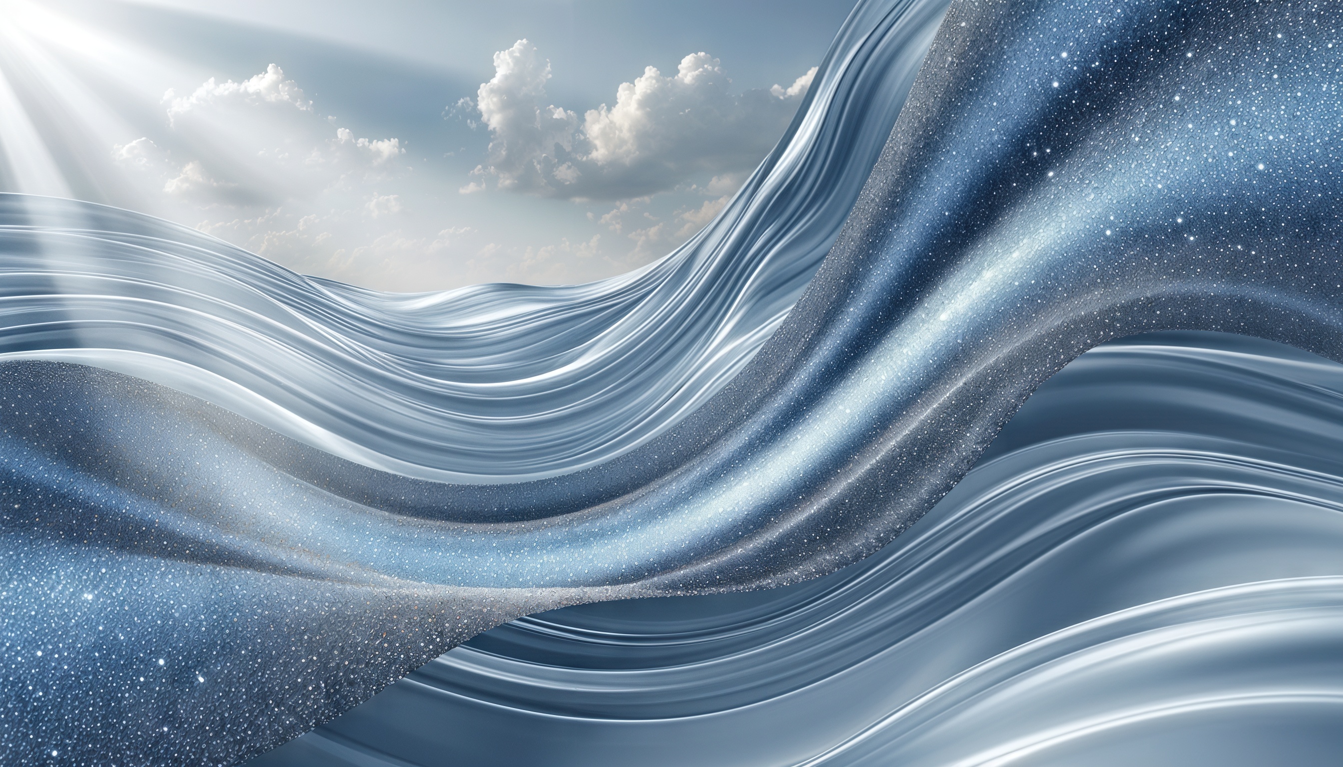 Бесплатное фото Абстрактная волна на синем фоне с облаками и звездами.
