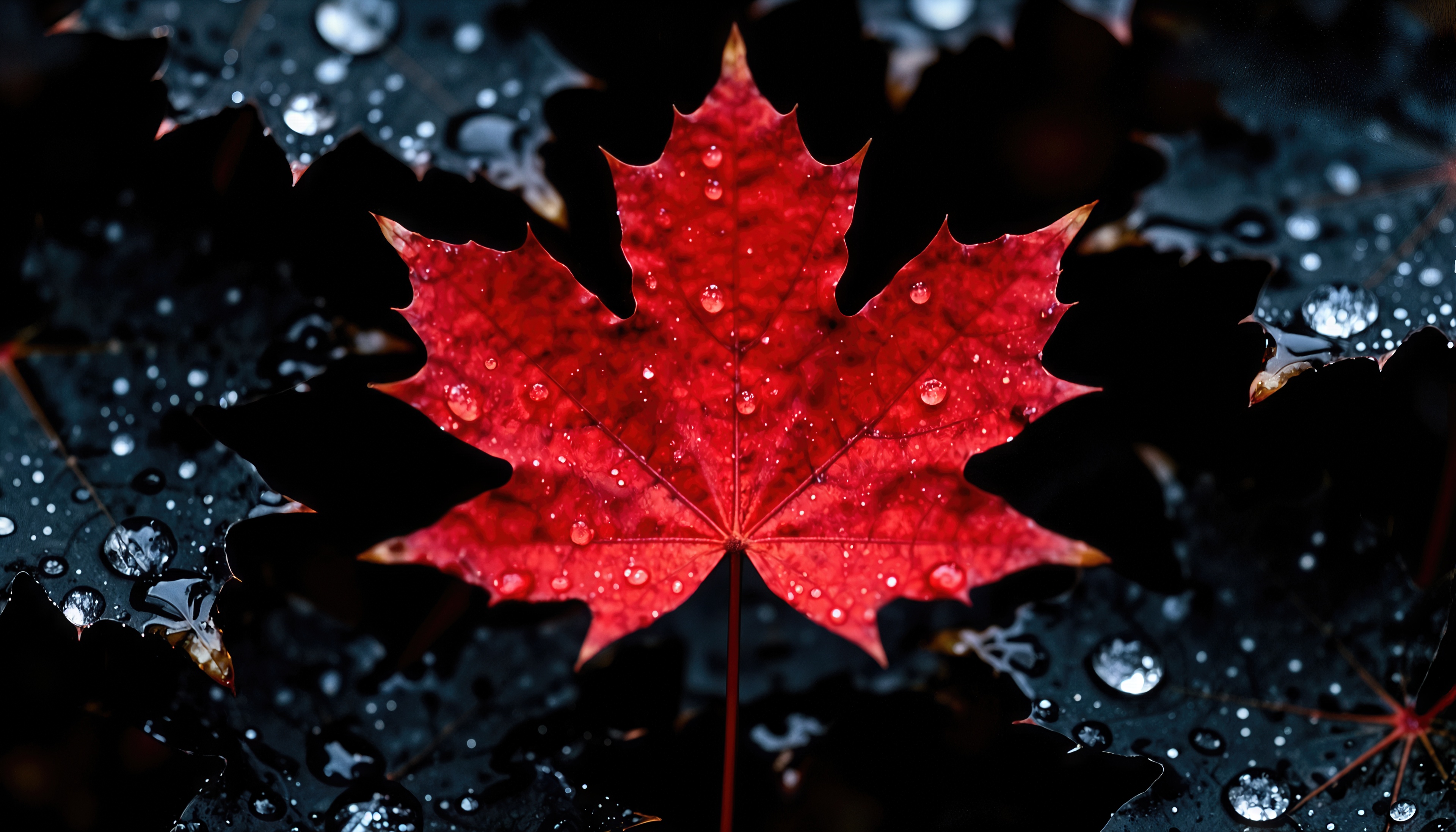 Wallpapers maple leaf maple drops on the desktop