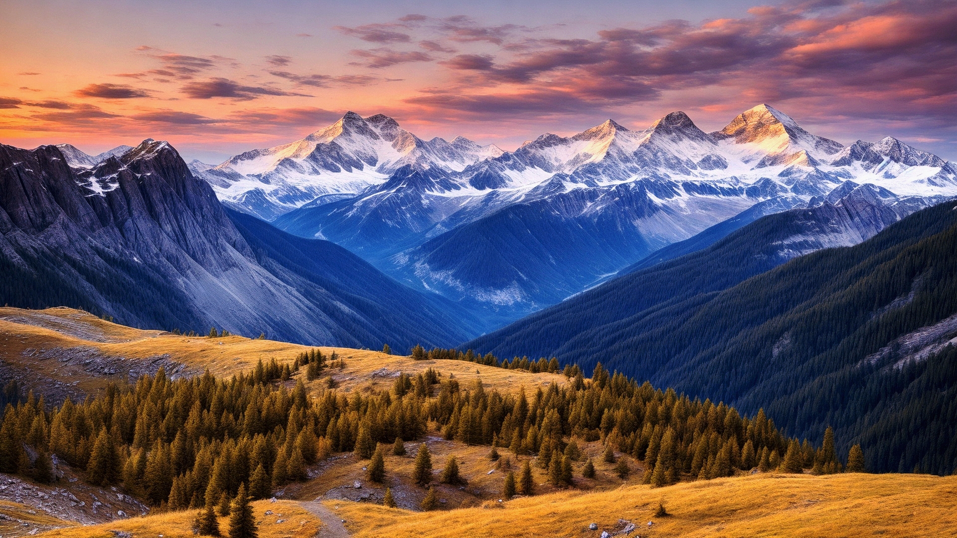 Free photo mountain landscape and cloudy sky