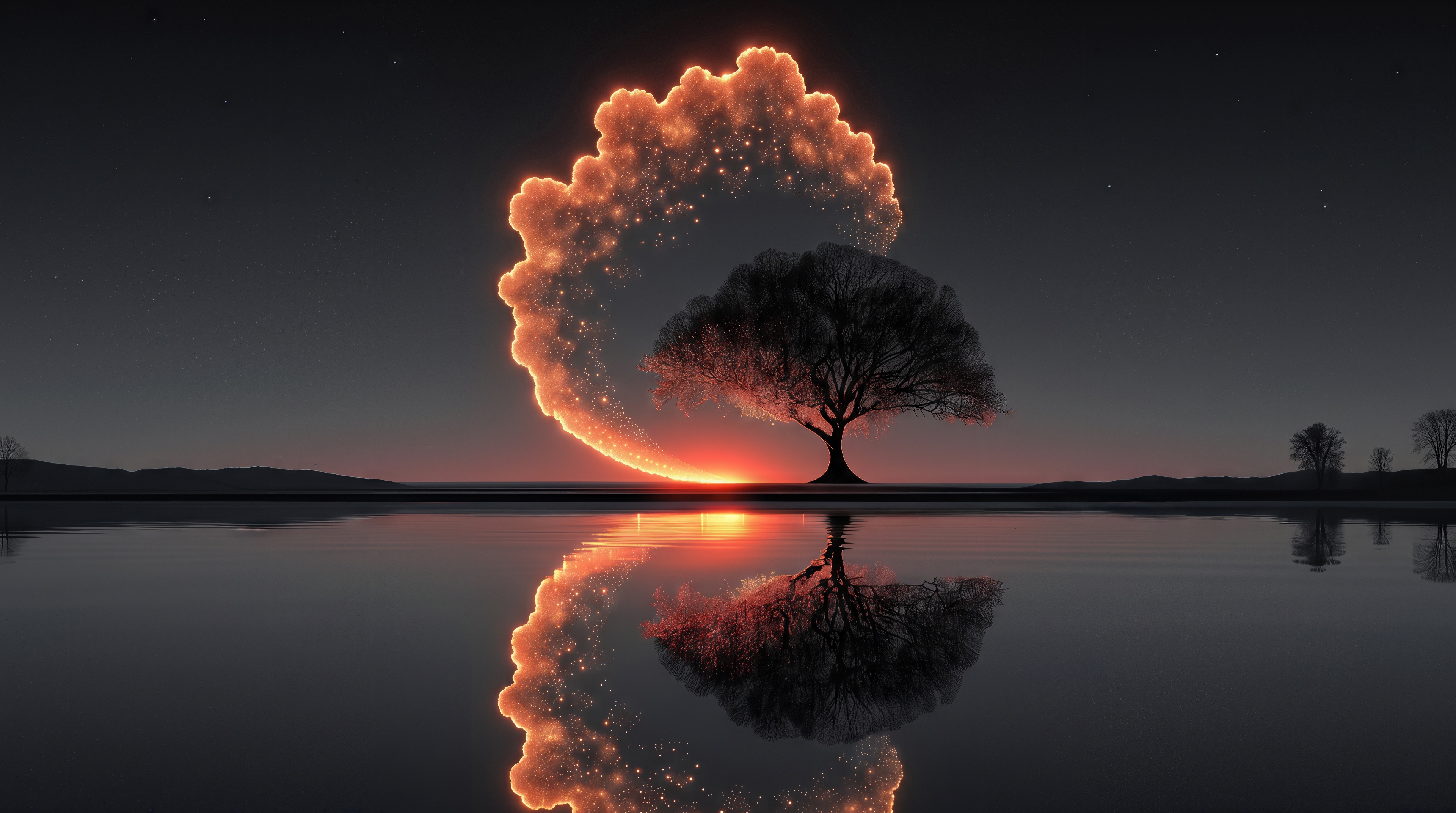 Wallpapers tree water reflection on the desktop