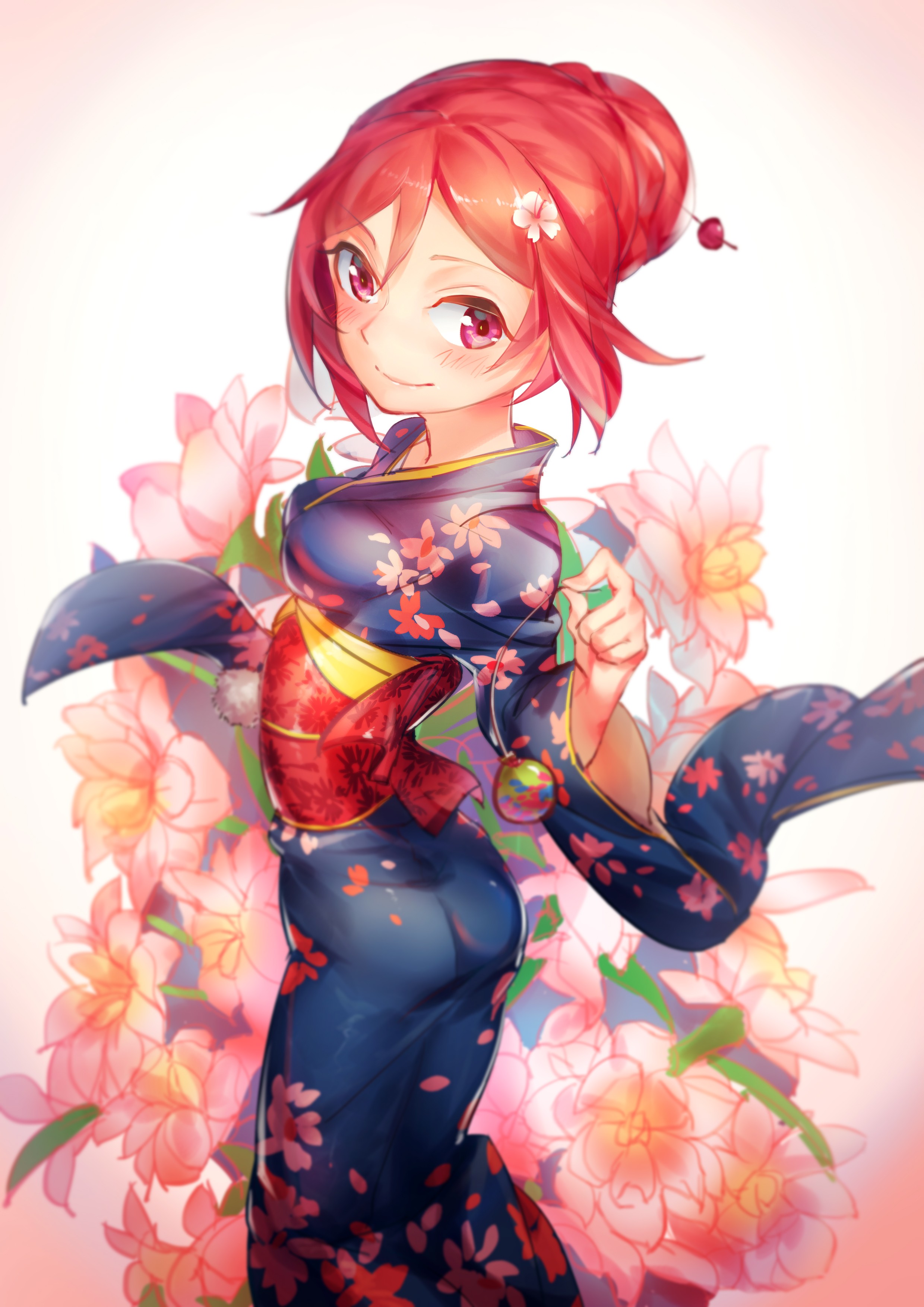 Wallpapers illustration redhead anime on the desktop