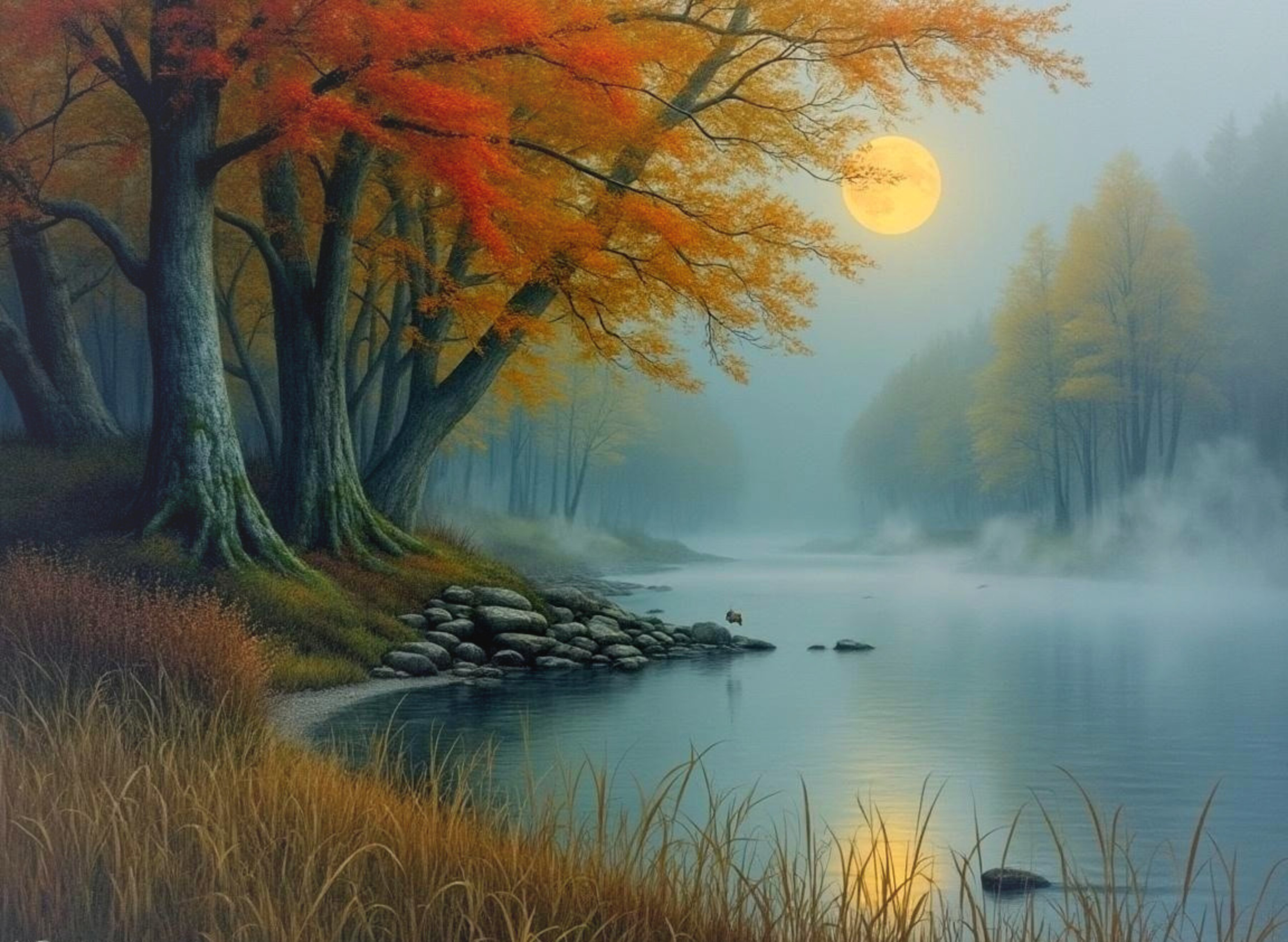 Бесплатное фото Луна над озером