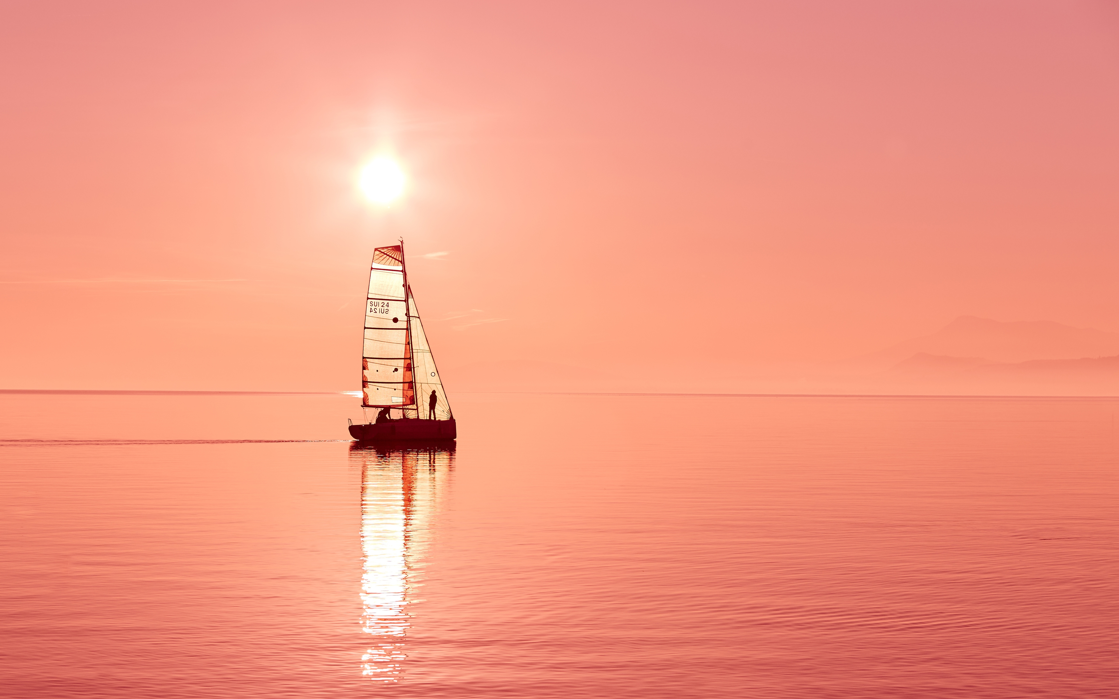 Wallpapers sailboat sun light horizon on the desktop