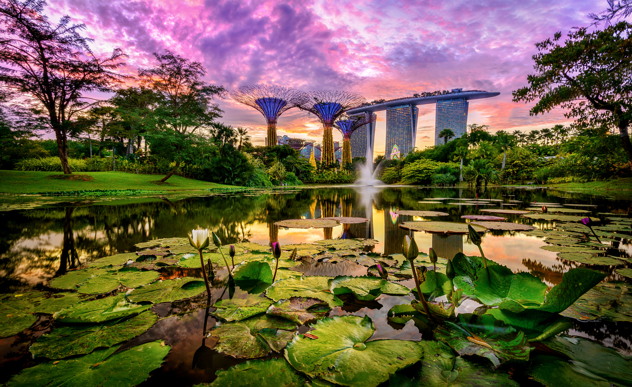 Wallpapers Sunset Marina Bay Sands Singapore on the desktop