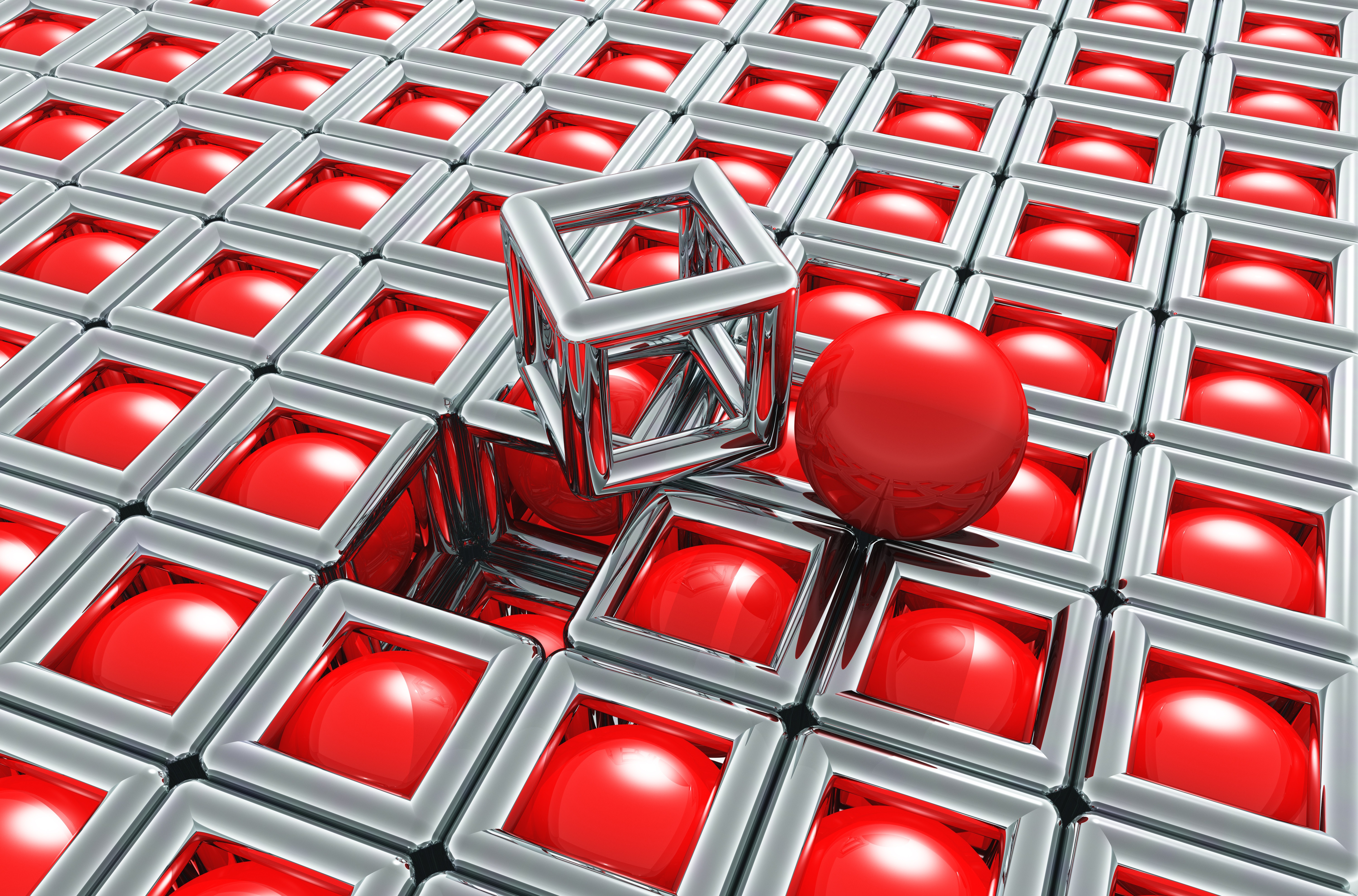 Бесплатное фото Красные шарики с кубе