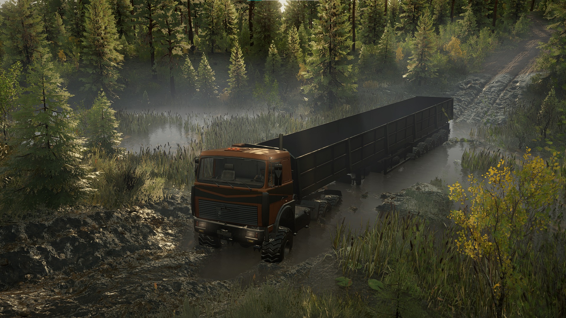 俄罗斯卡车与大型半拖车，来自游戏 Snowrunner