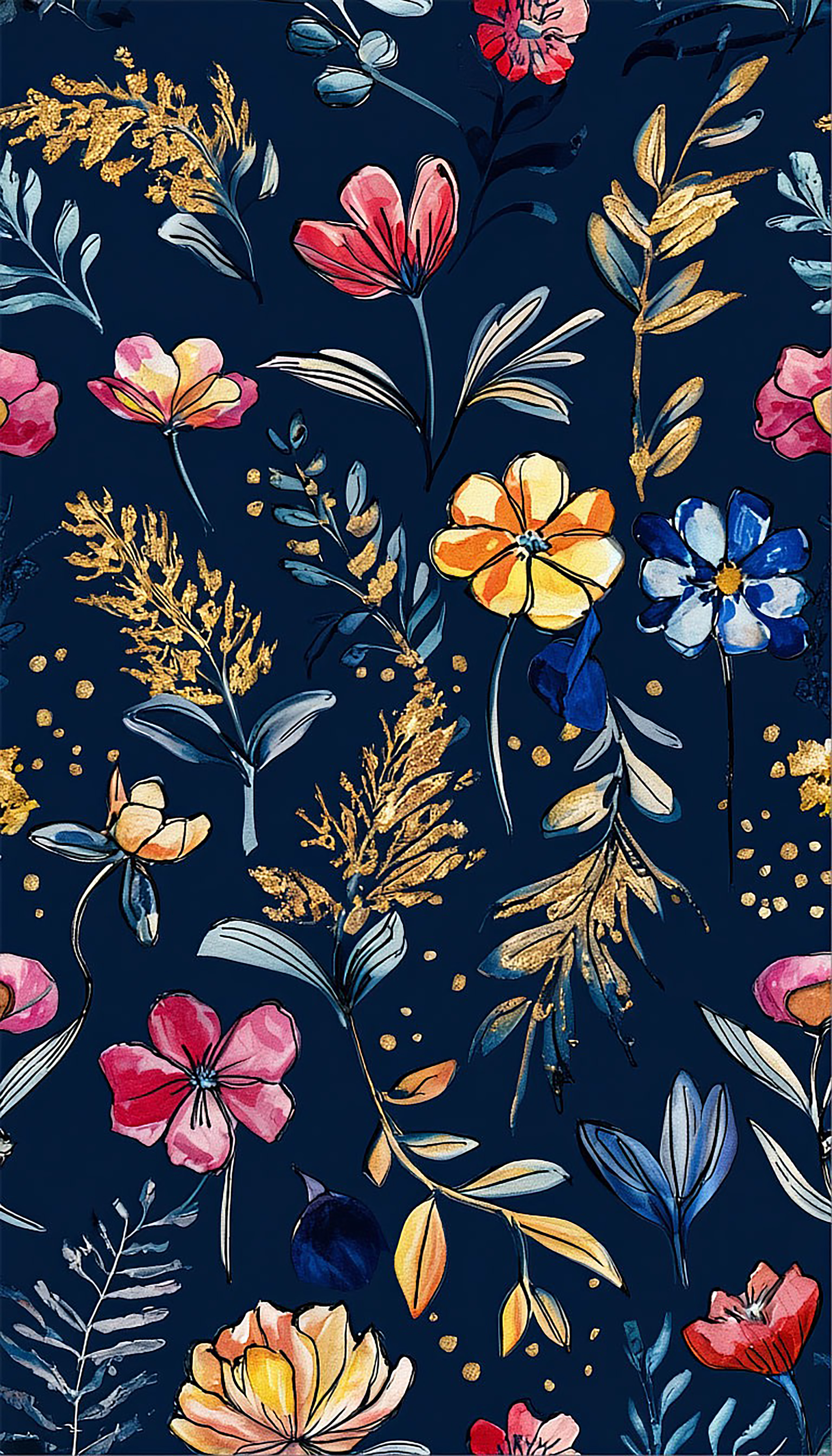 Бесплатное фото Цветочно-акварельный принт