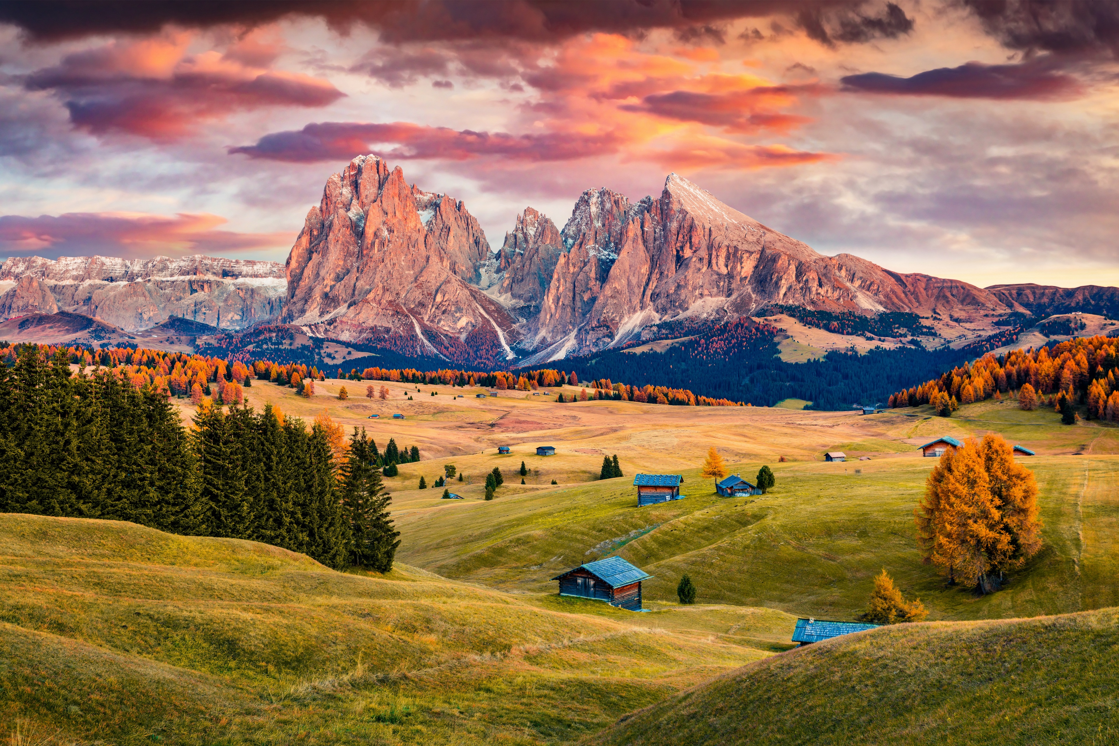 Beautiful sunset in the Italian Alps