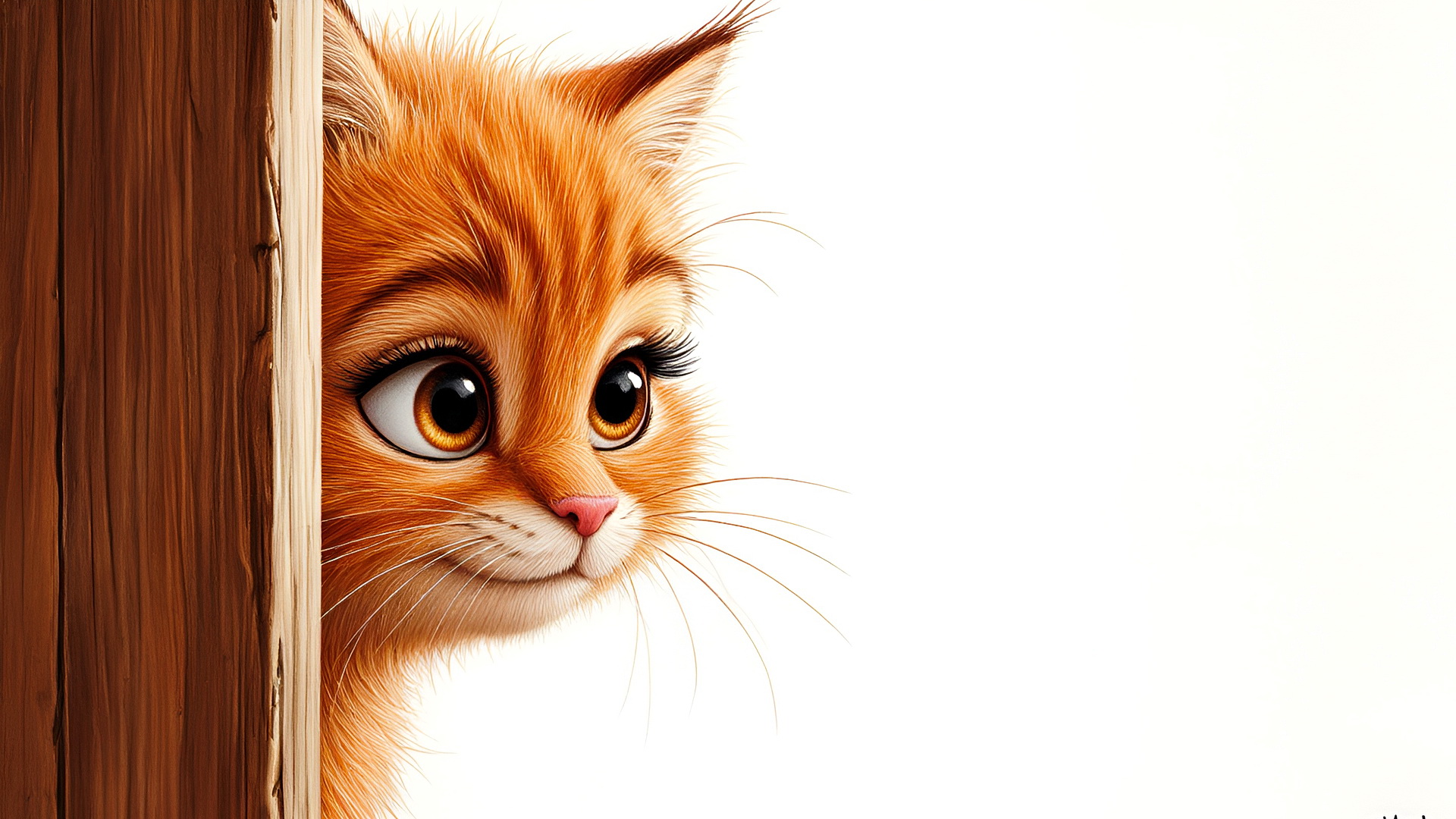 Бесплатное фото Рыжая кошка на белом фоне