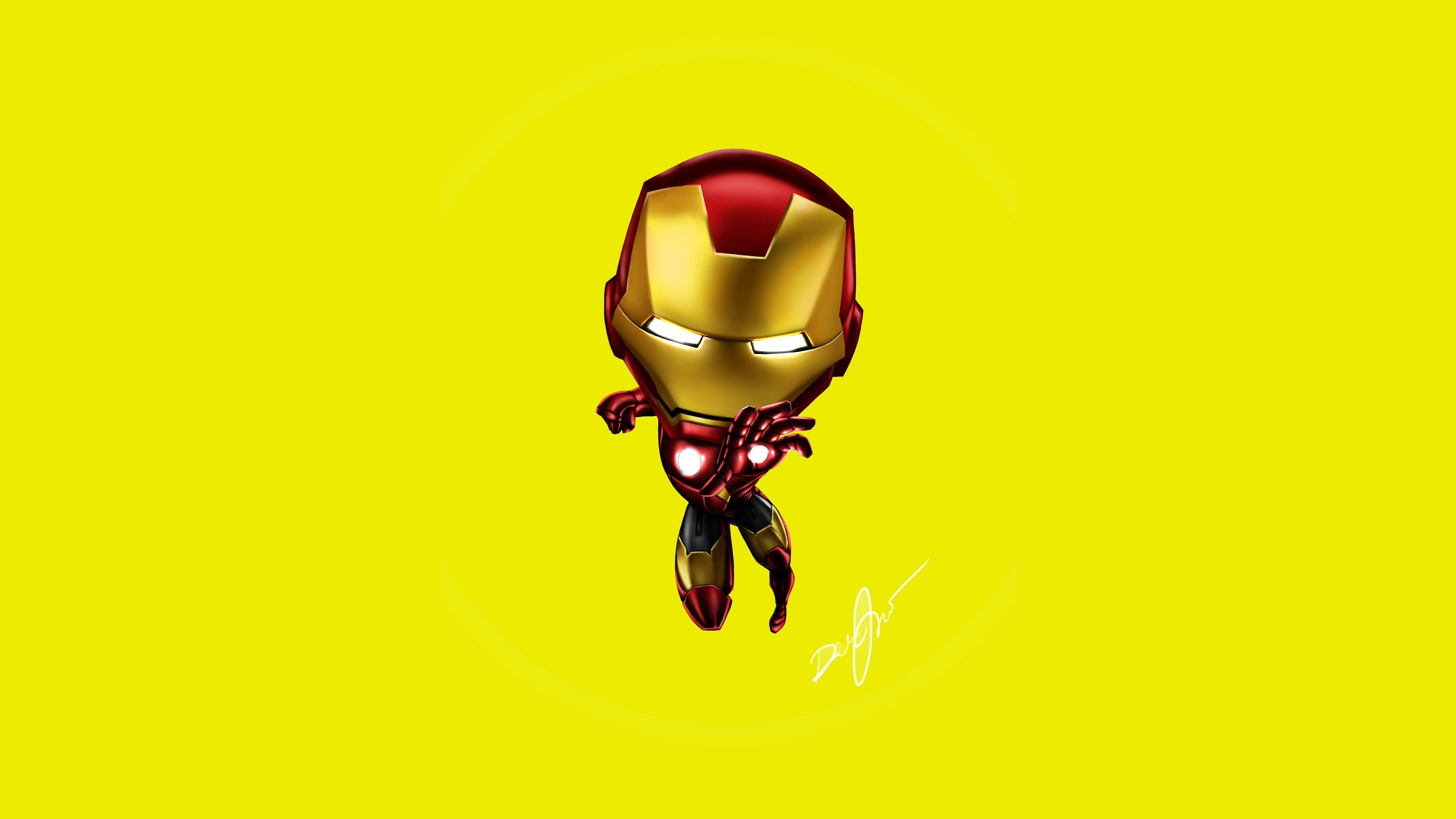 Wallpapers digital art yellow background superheroes on the desktop