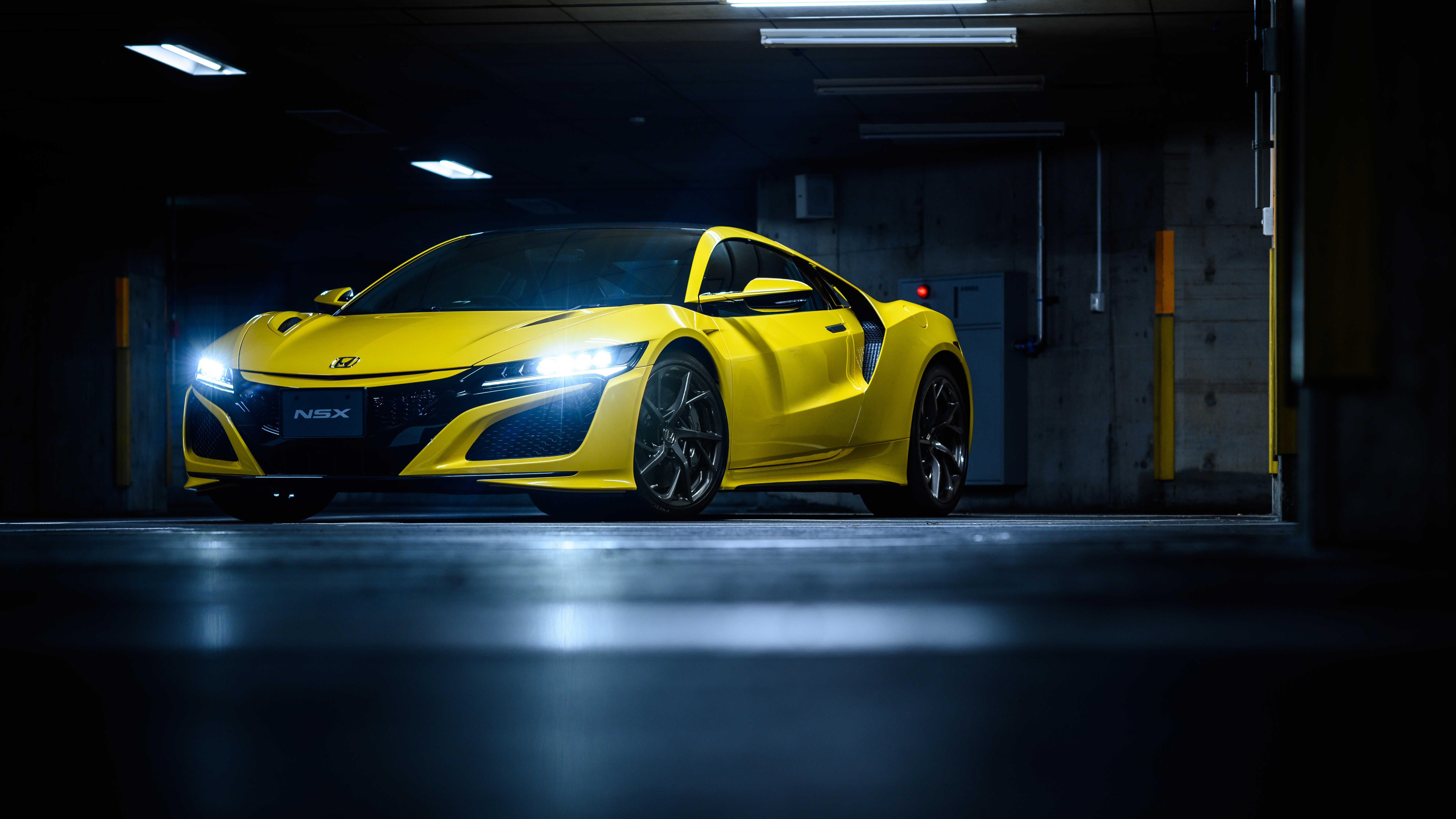 Wallpapers Honda NSX yellow car headlights on the desktop