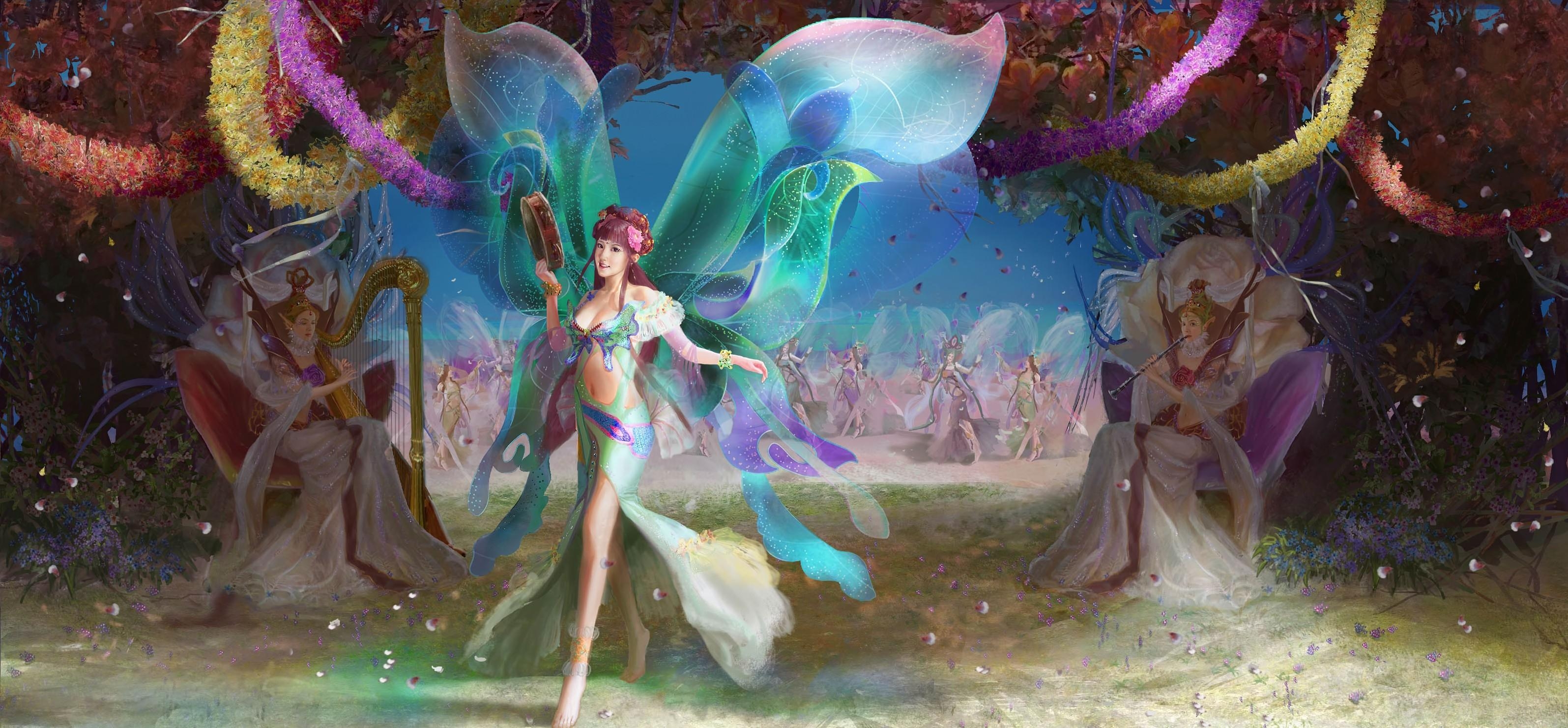 Wallpapers fairies wings musical instruments on the desktop