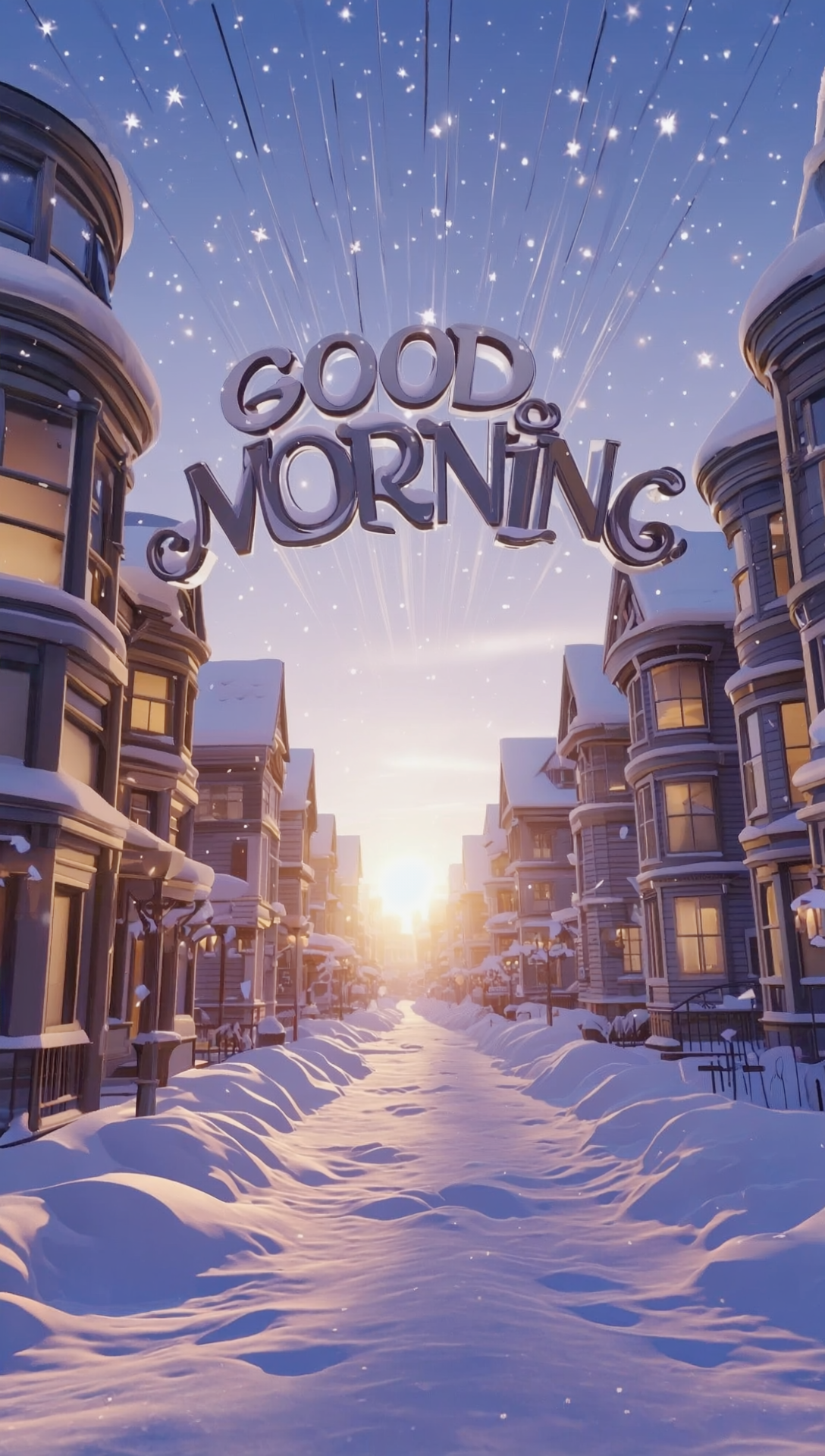 Бесплатная открытка Обои на телефон открытка картинка с добрым утром зимняя со снегом.