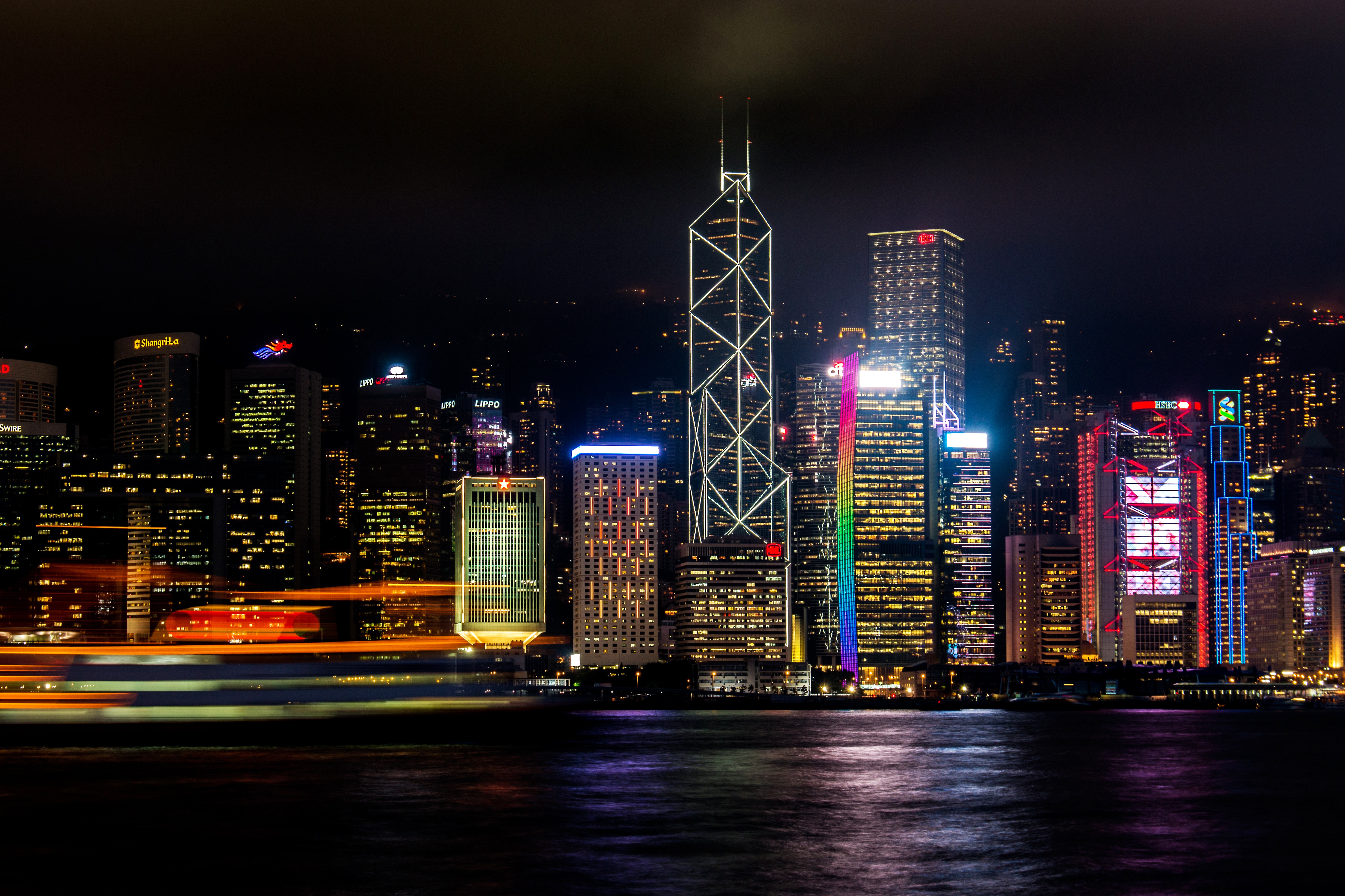 Wallpapers hong kong skyscrapers night on the desktop