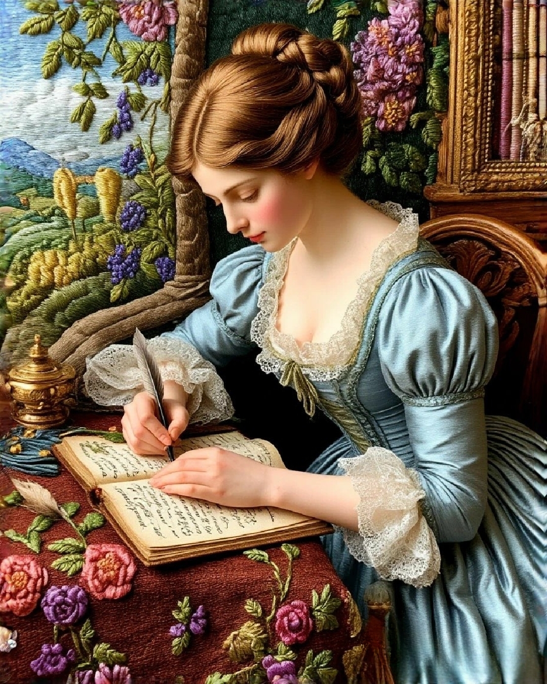 Бесплатное фото Дама, пишущая письмо