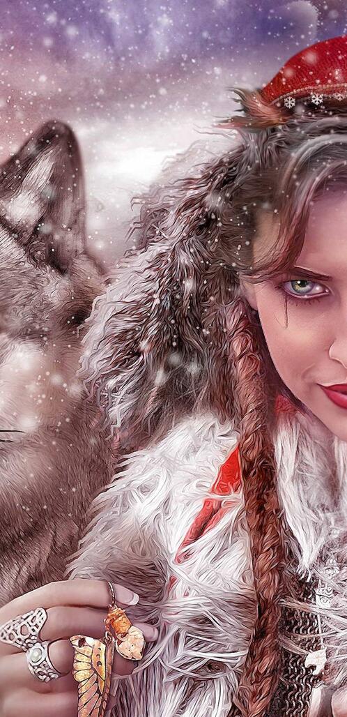 Обои девушка волк взгляд на рабочий стол