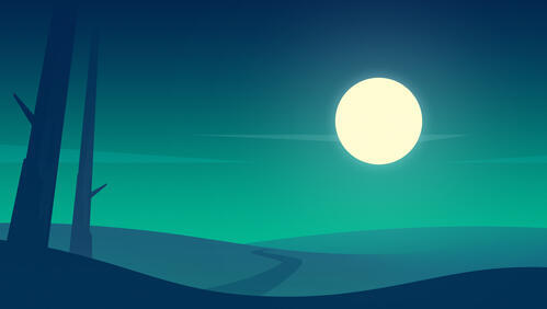 Бесплатное фото Рисунок большой луны на сине-зеленом небе