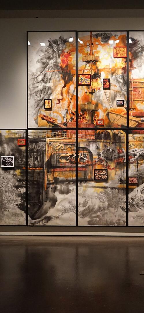 Free photo A museum with paintings