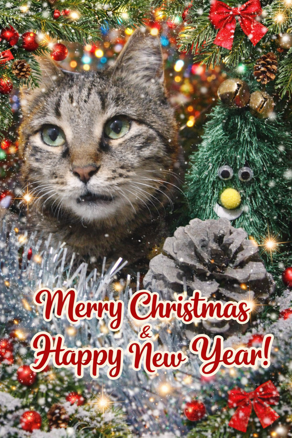 Бесплатная открытка Муся и елочка.