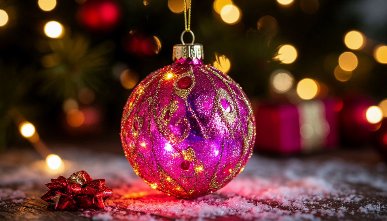 Бесплатная открытка Шикарная и яркая новогодняя игрушка.