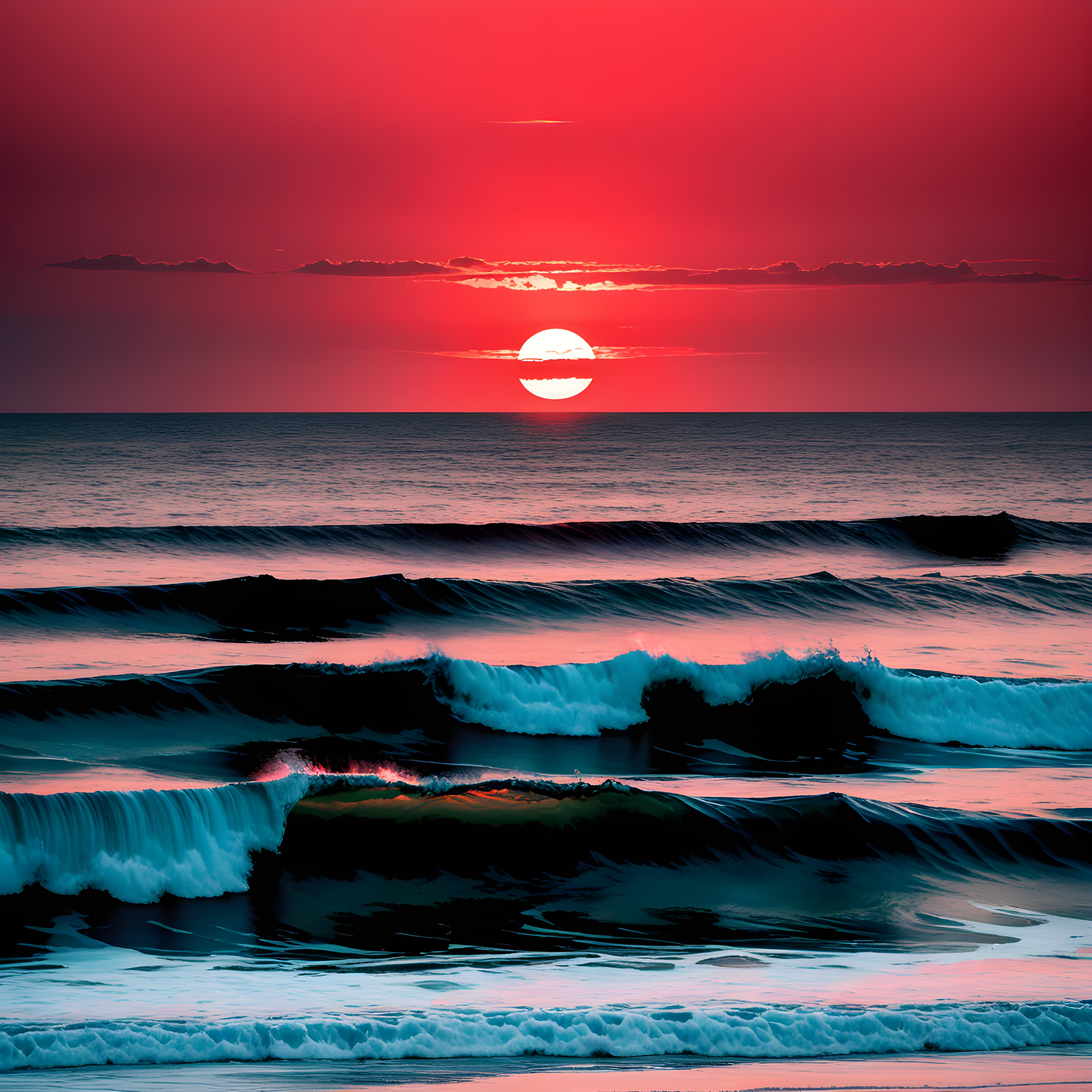 免费照片大海和红天