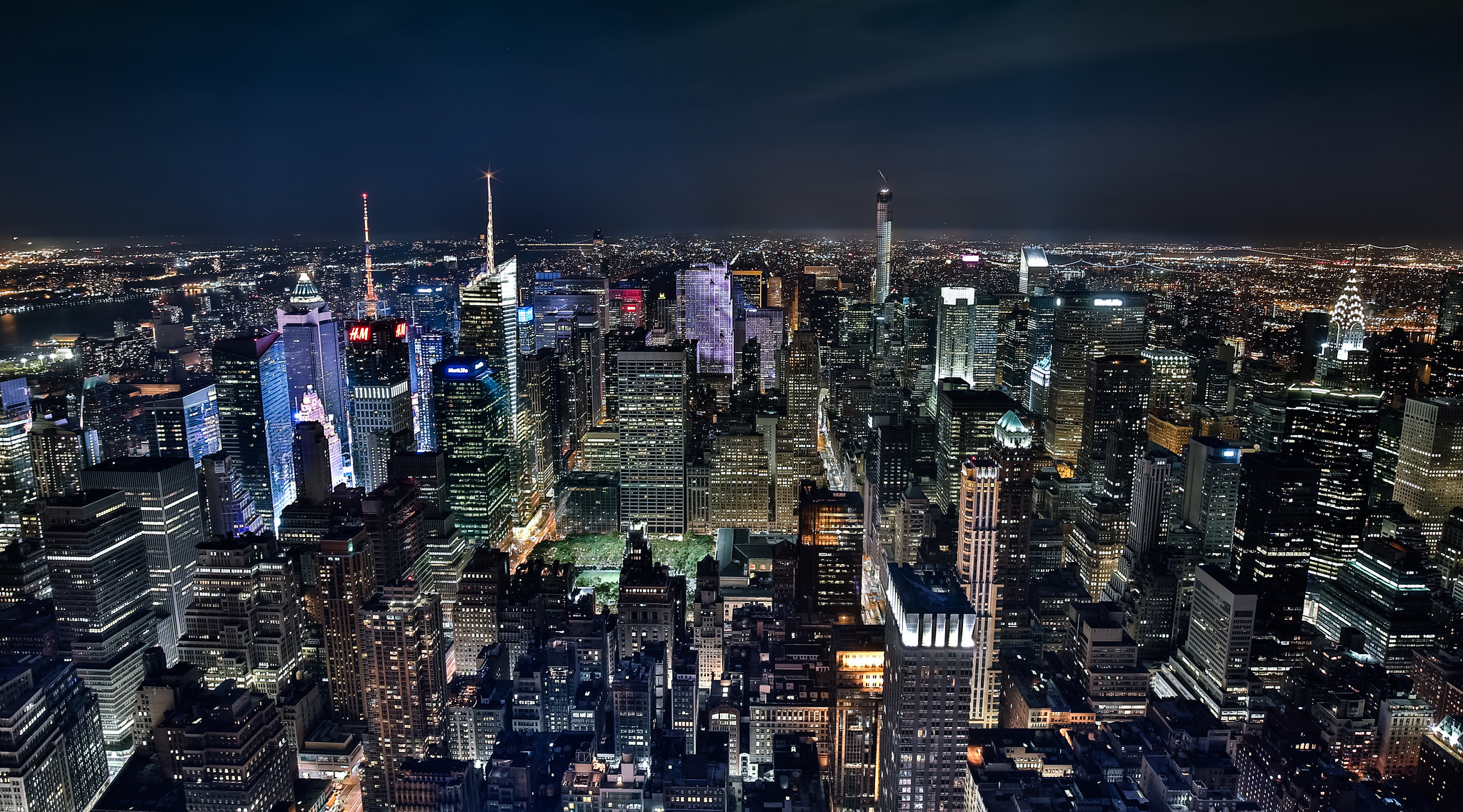 Wallpapers Midtown Manhattan at night New York city on the desktop