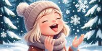 Весёлая зима: девочка ловит снежинки с улыбкой!
