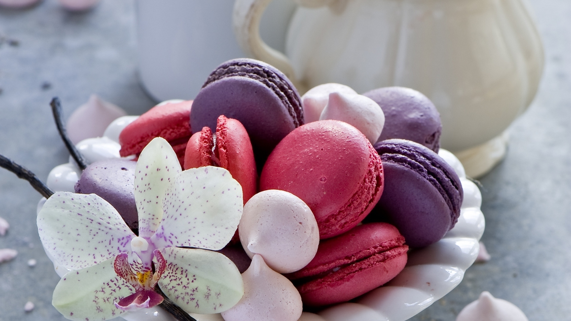 Wallpapers macaron a plate biscuits on the desktop