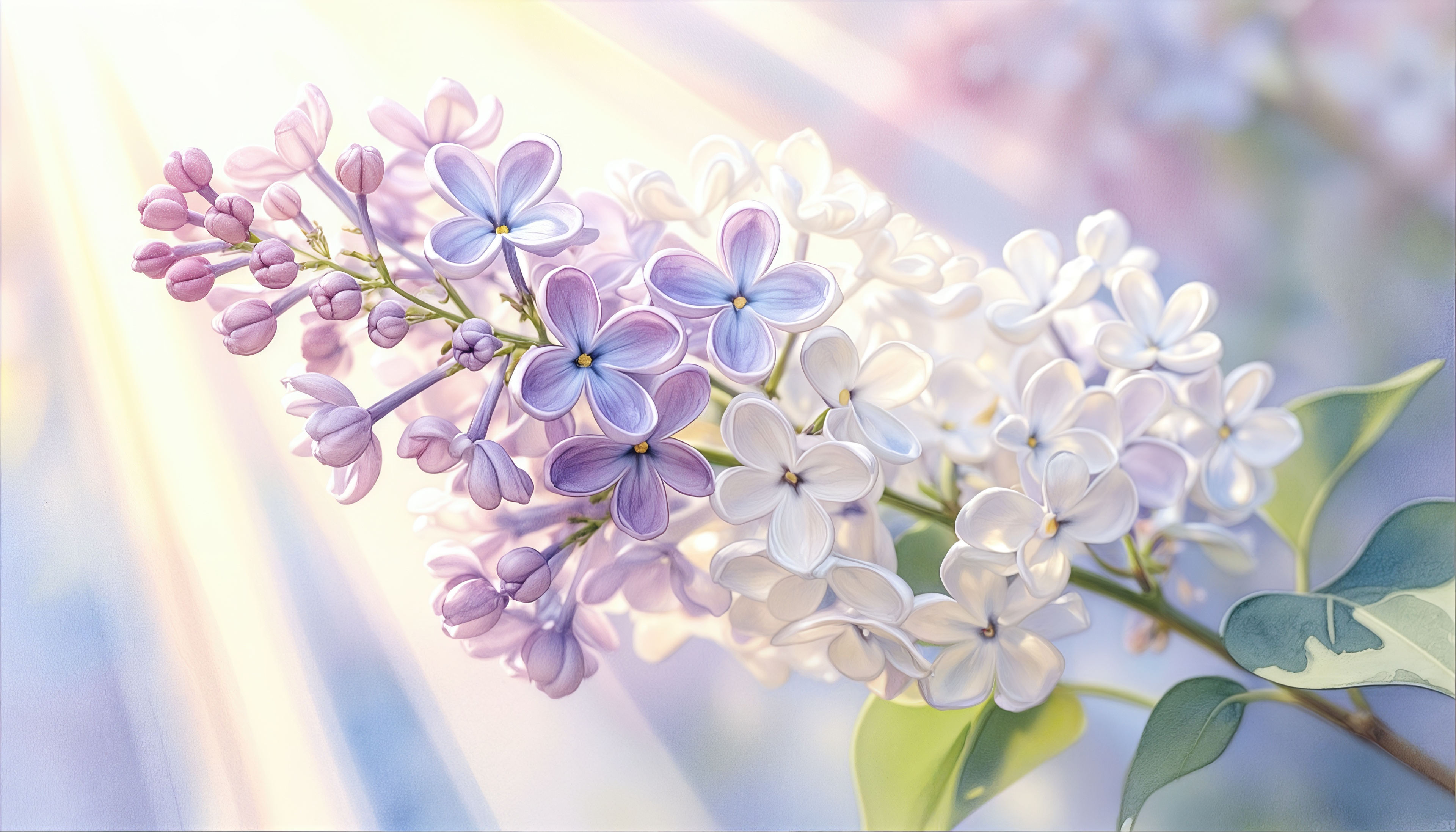 Free photo Delicate lilac in the rays of the sun is a pastel symphony of spring.