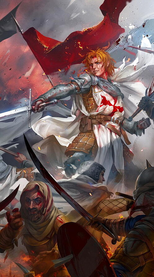 Бесплатное фото Рисунок крестоносцы в бою