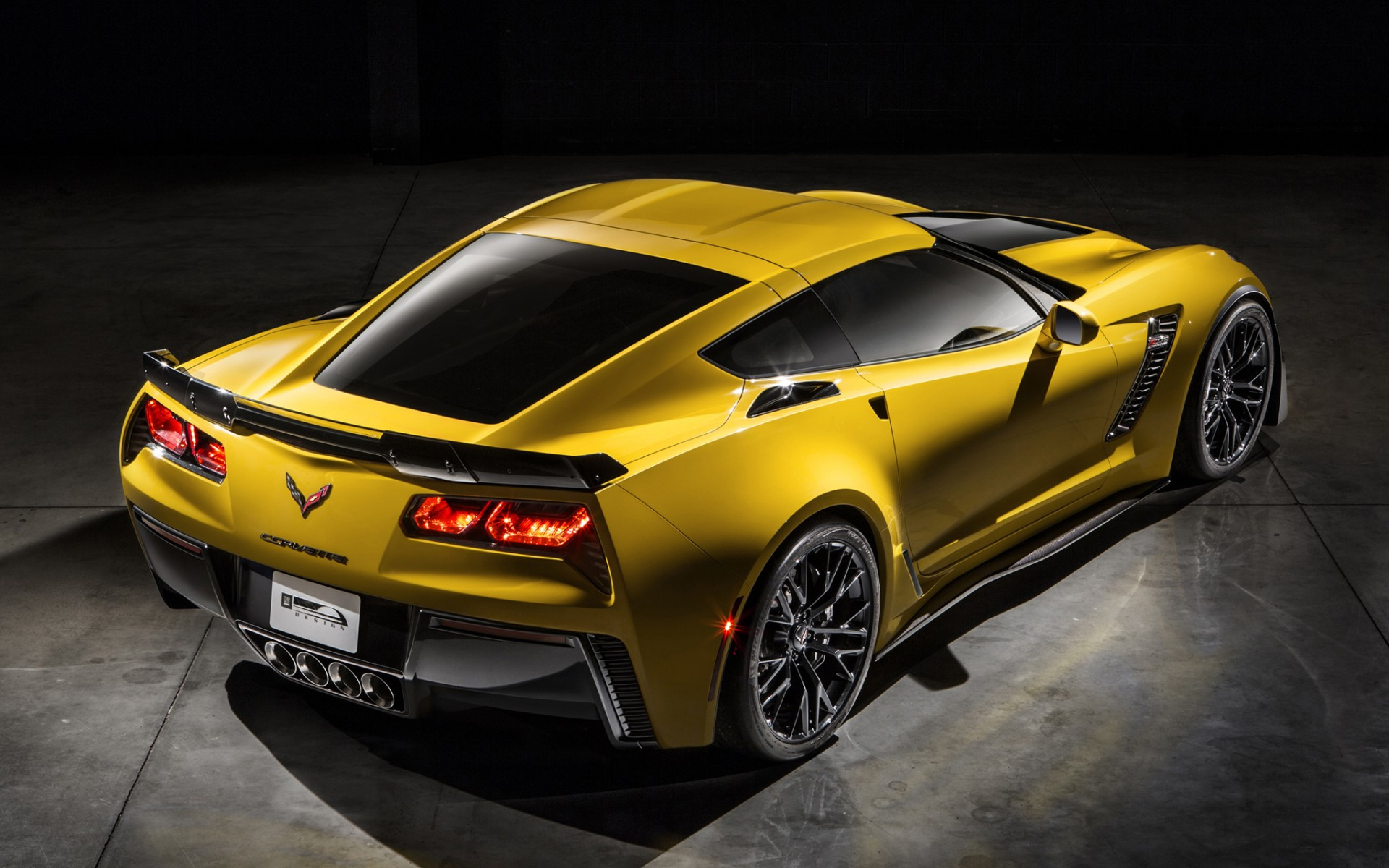 Wallpapers corvette yellow spoiler on the desktop