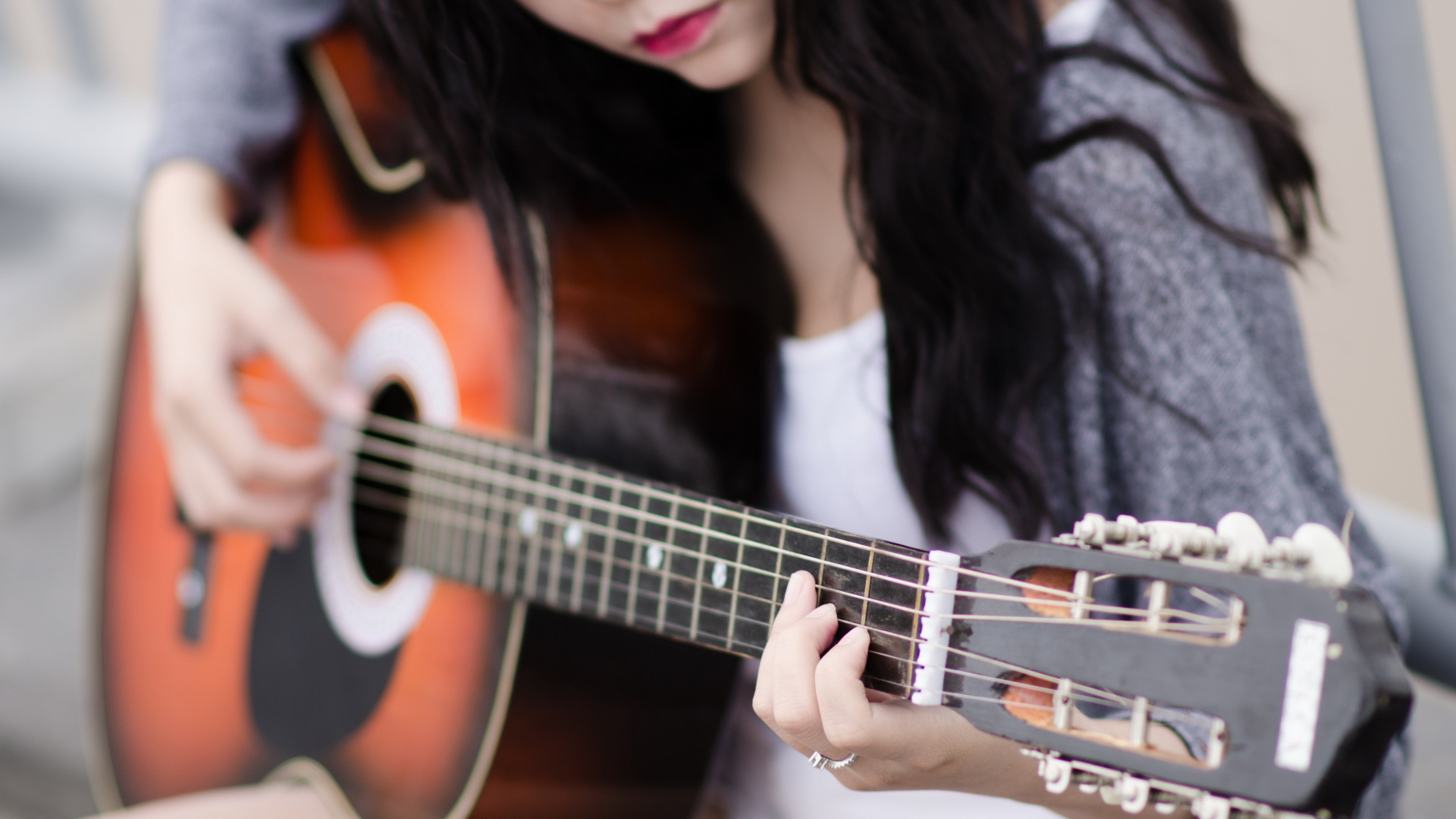 Wallpapers guitar music girl on the desktop