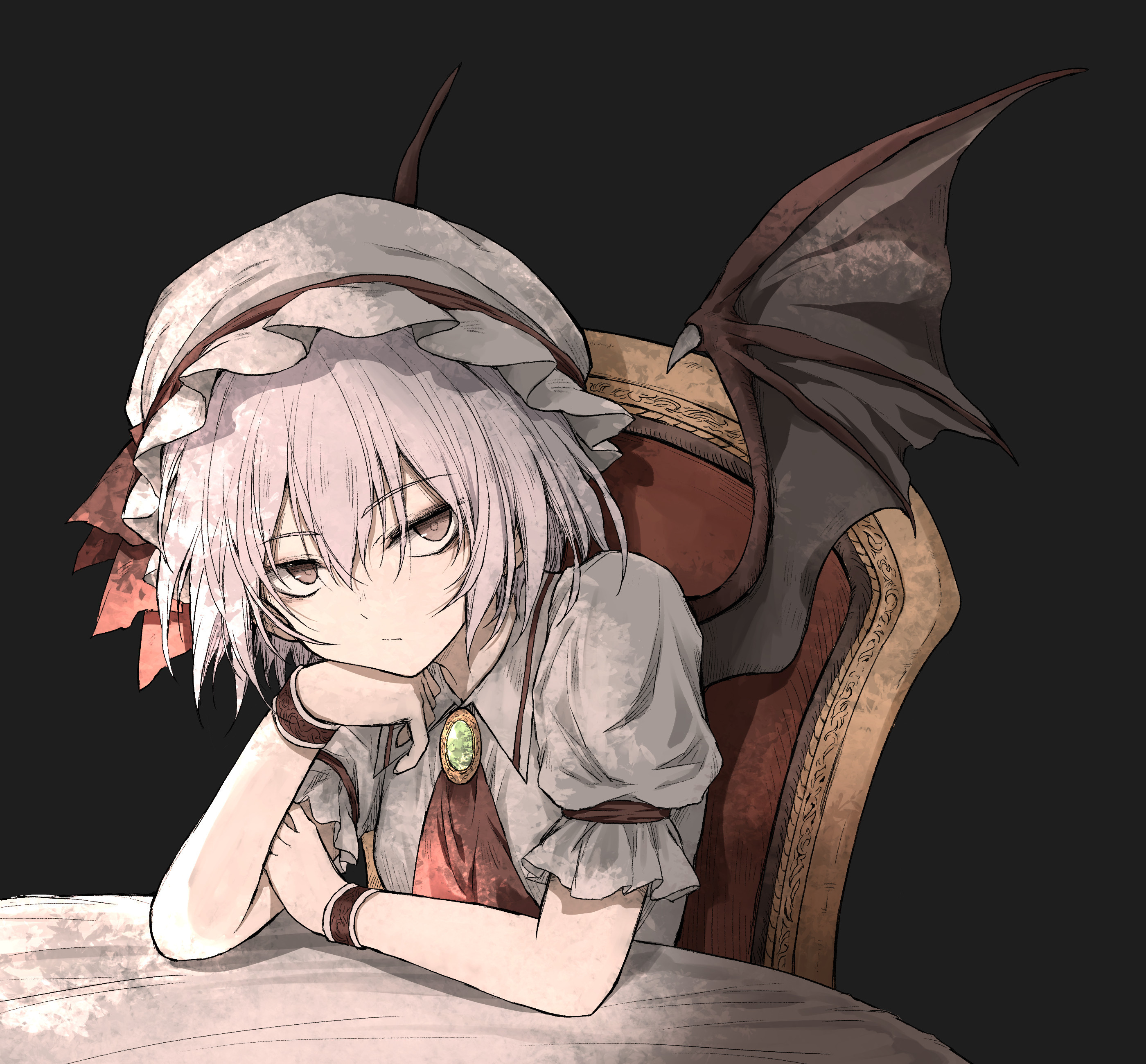 Обои touhou белые волосы крылья на рабочий стол