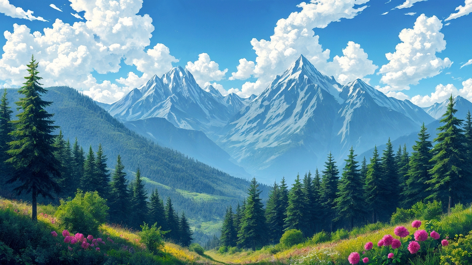 免费照片美丽的风景和粉红色的花朵