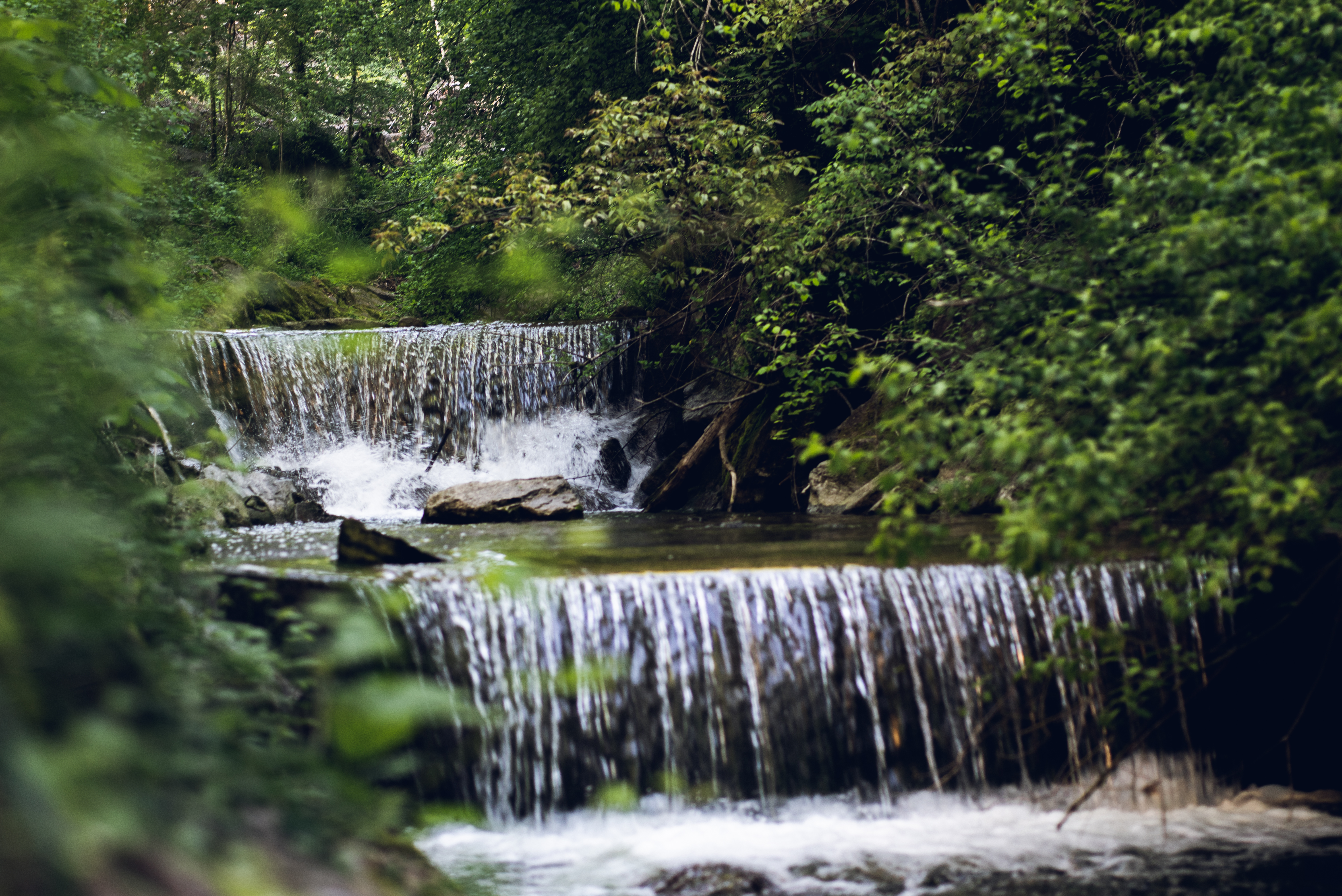 A two-story waterfall