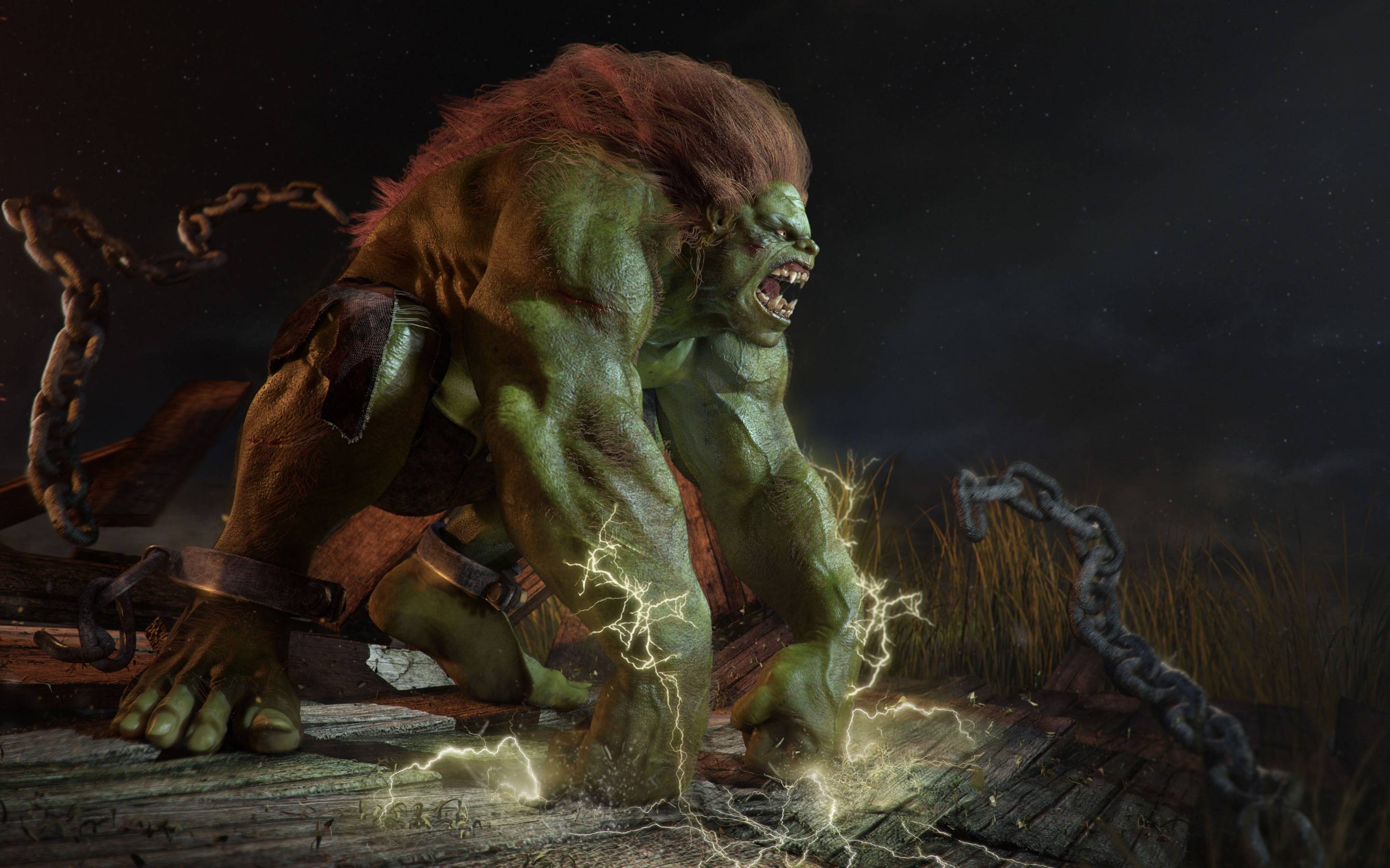 Wallpapers Blanka Street Fighter monster in chains green on the desktop