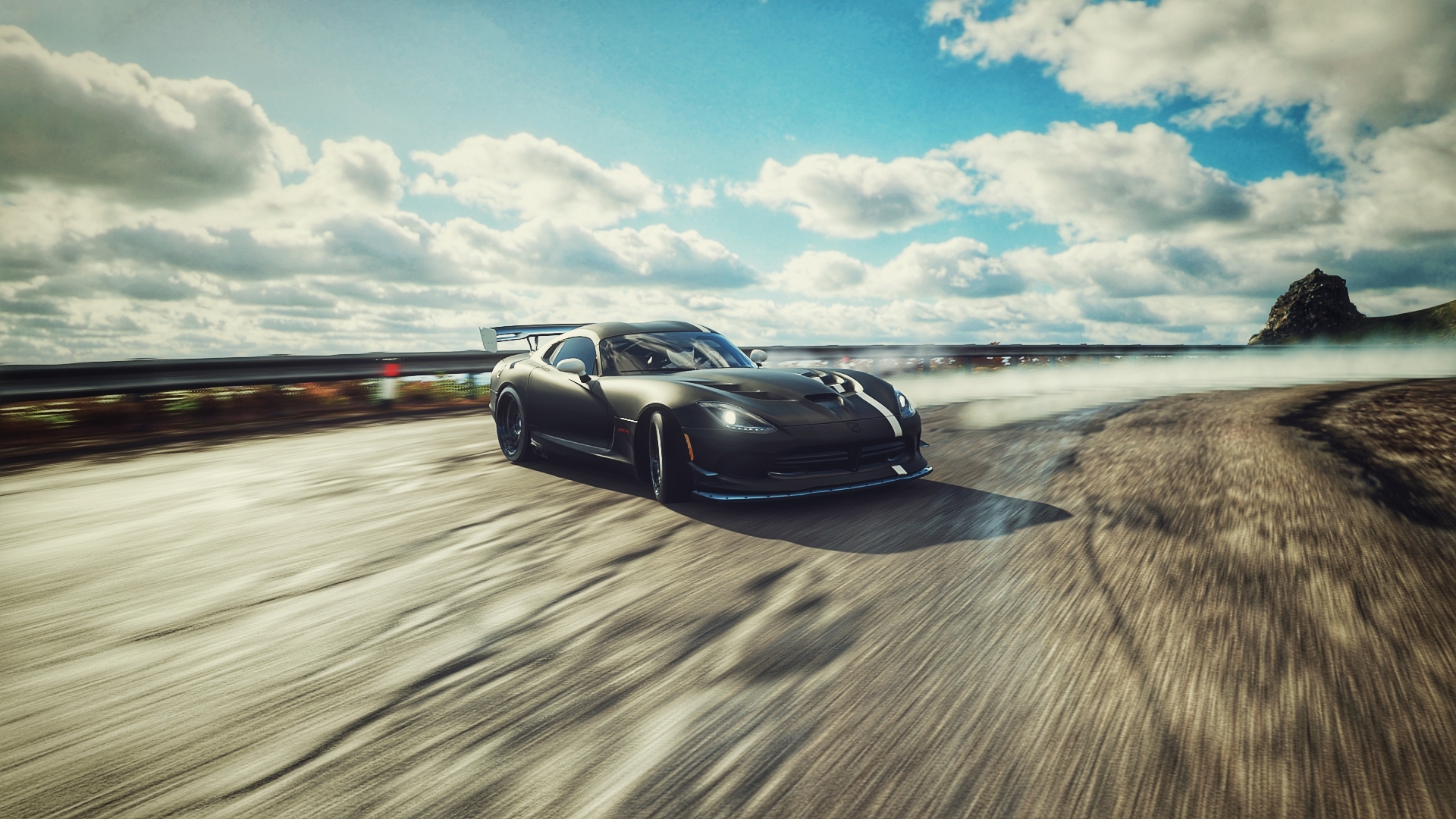 Free photo Drifting Corvette from the game forza horizon 4