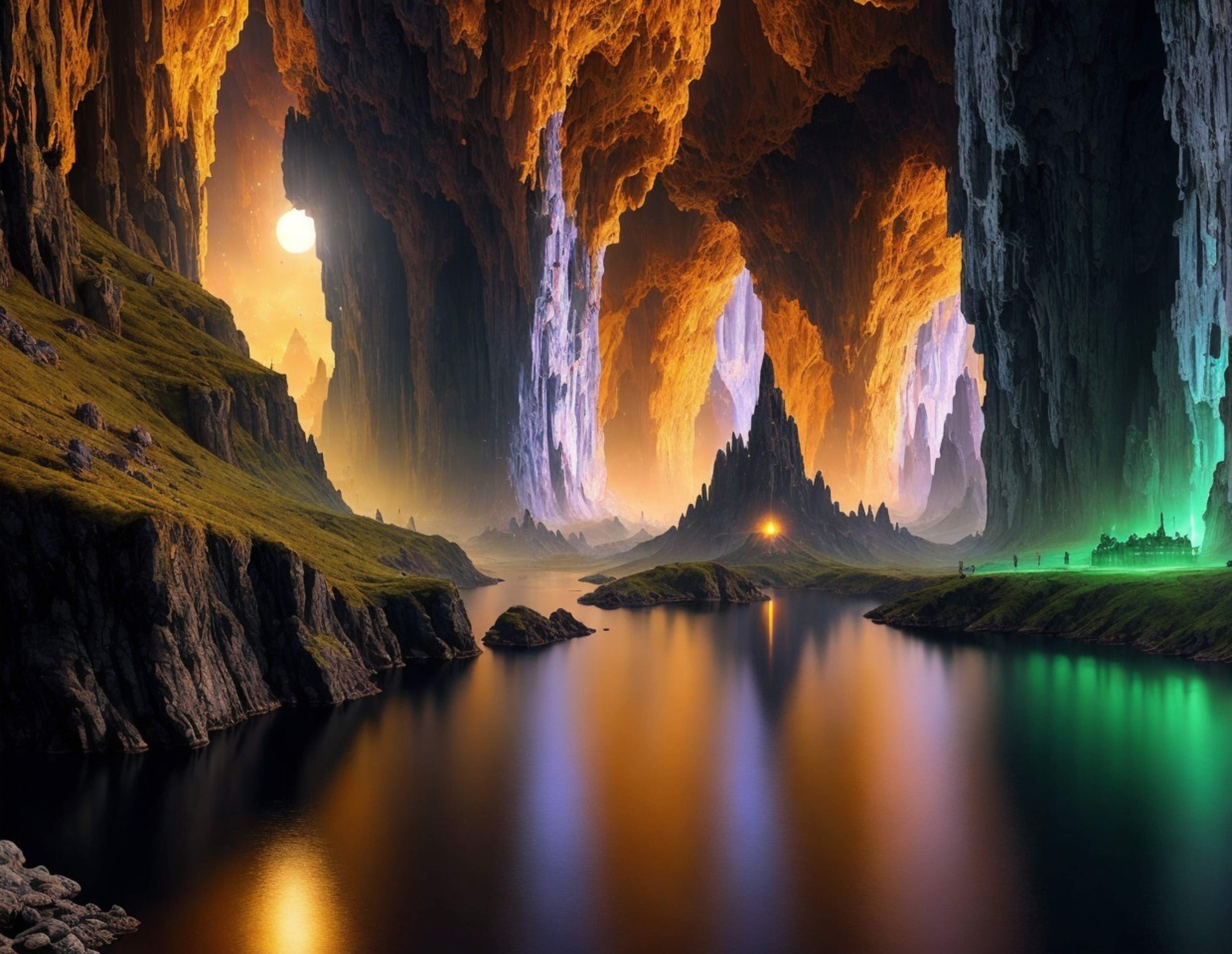 Free photo Fantastic cave by the water