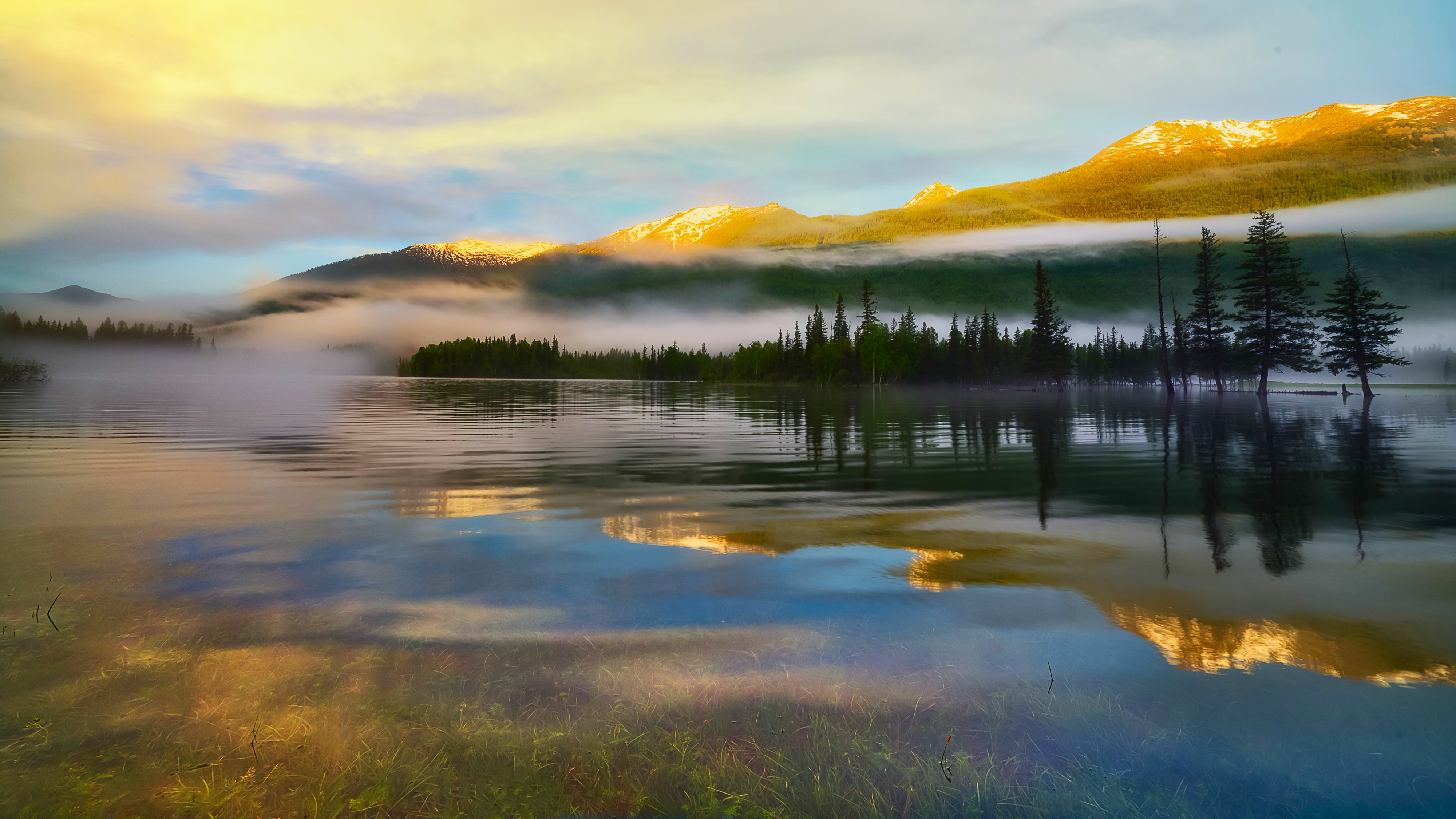 Wallpapers wallpaper china lake canas fog on the desktop