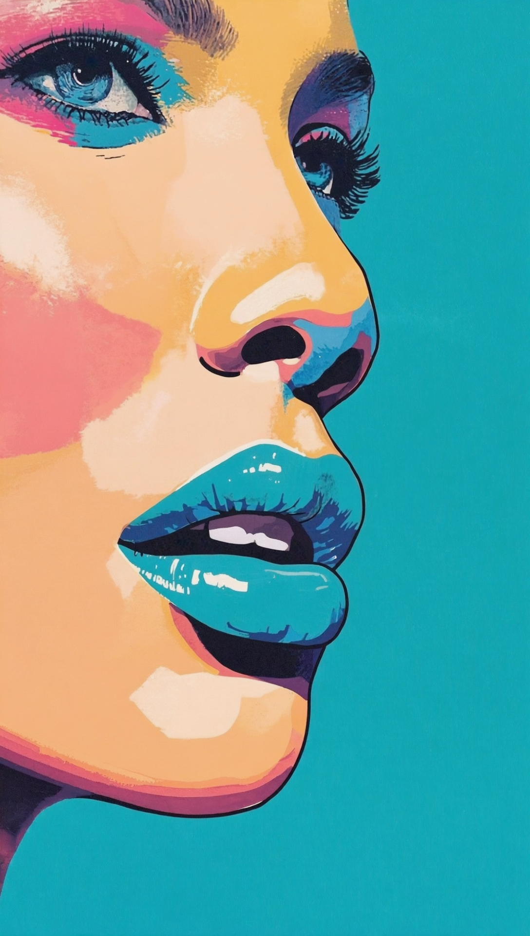 Бесплатное фото Абстрактная картинка с странным цветом губ на лице женщины