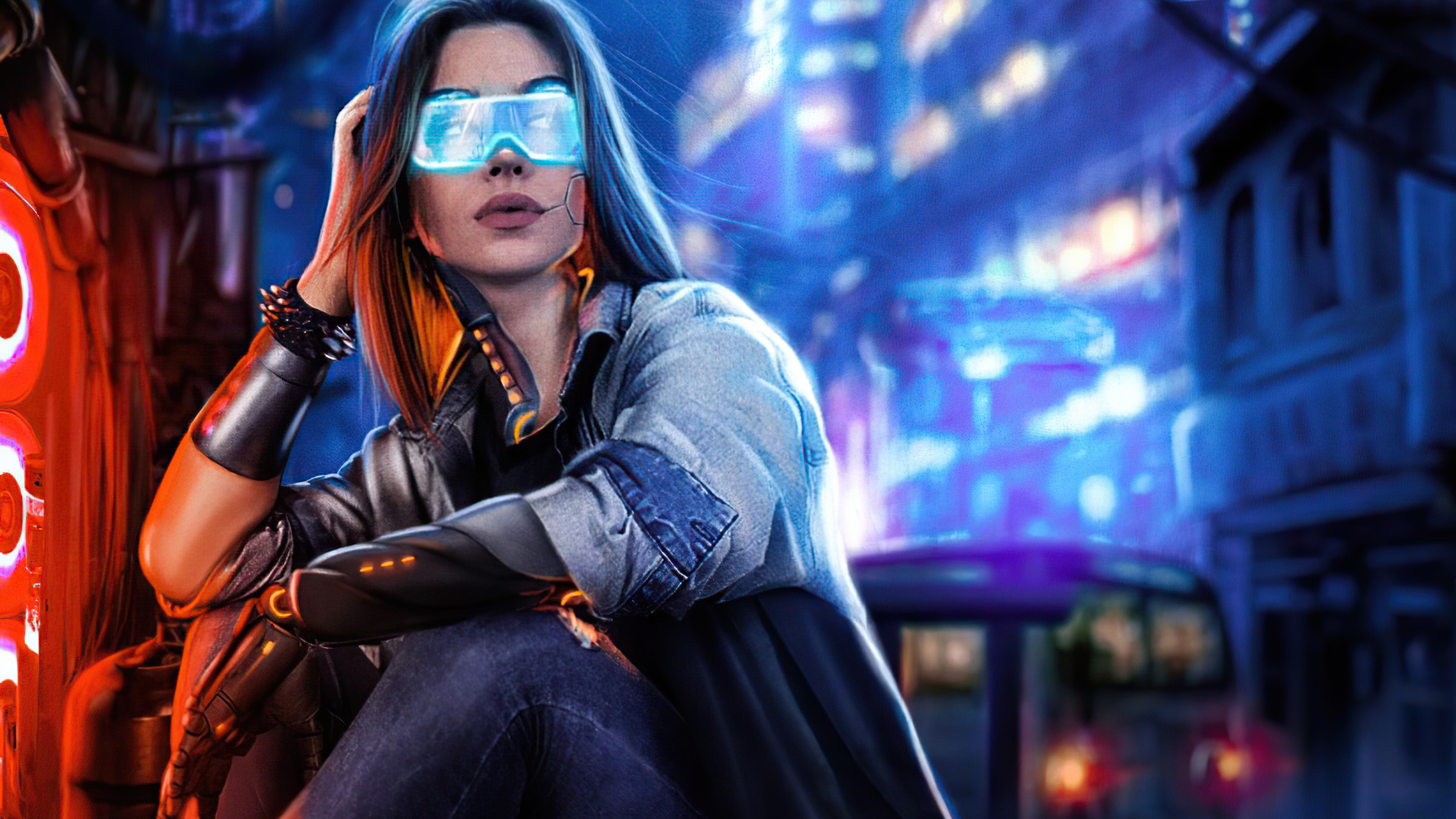 Wallpapers cyberpunk artist glasses on the desktop