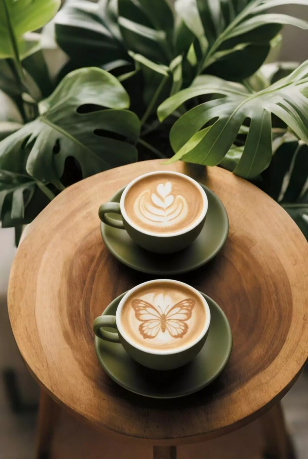 Free photo The Art of Latte: Butterfly and Tulip