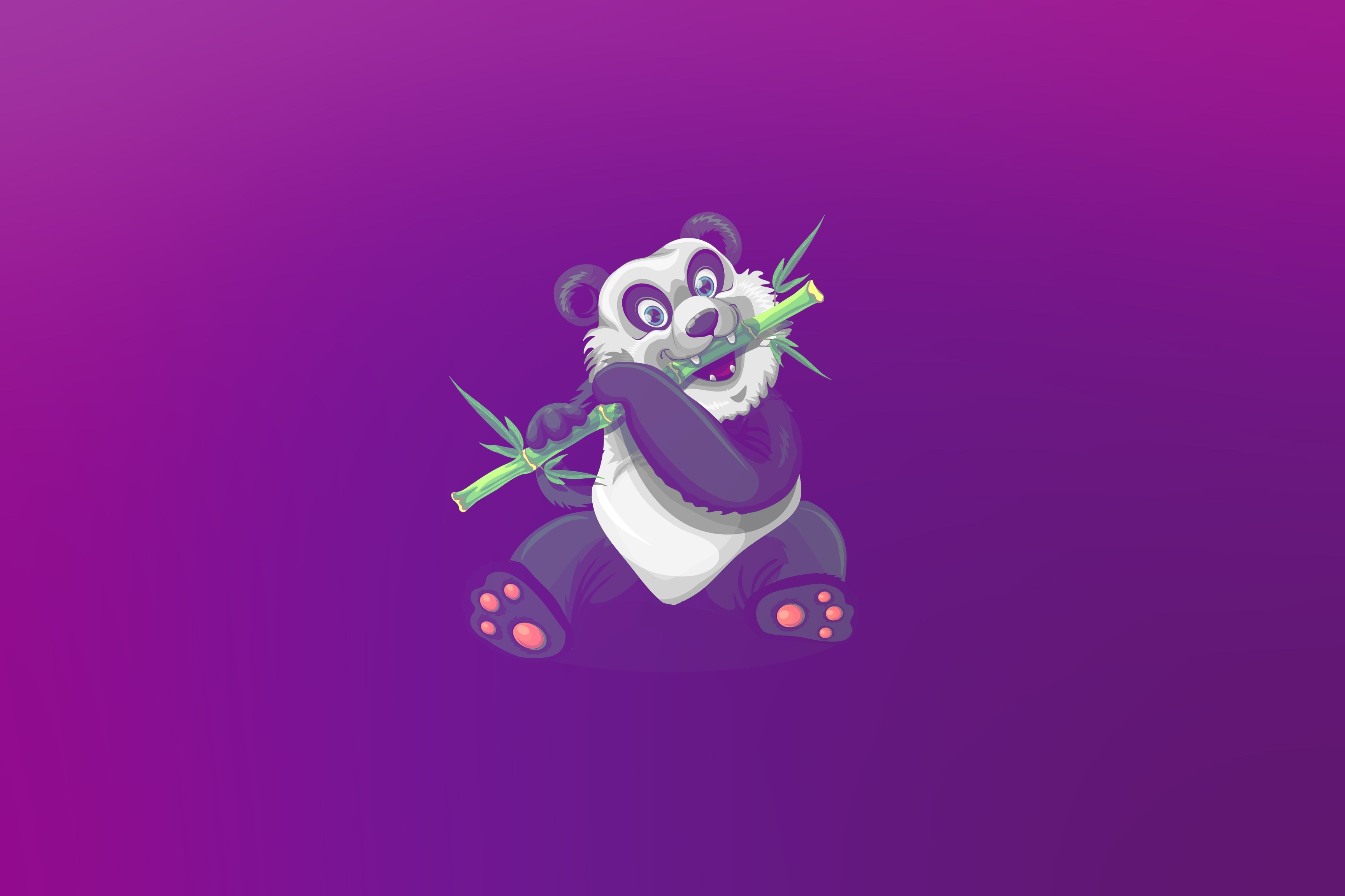 Wallpapers digital art cute panda eating bamboo on the desktop
