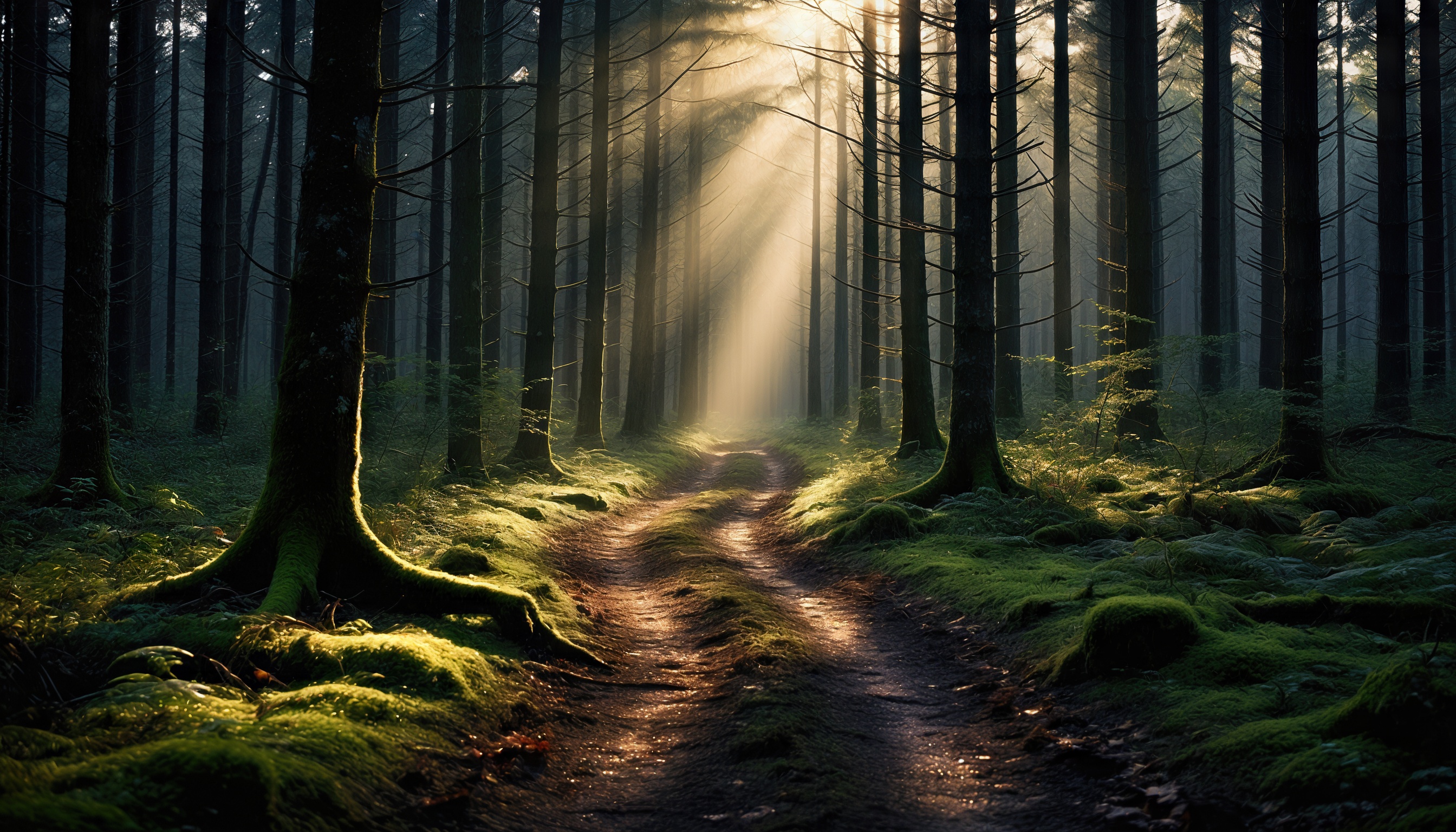 Wallpapers forest pathway sun light on the desktop