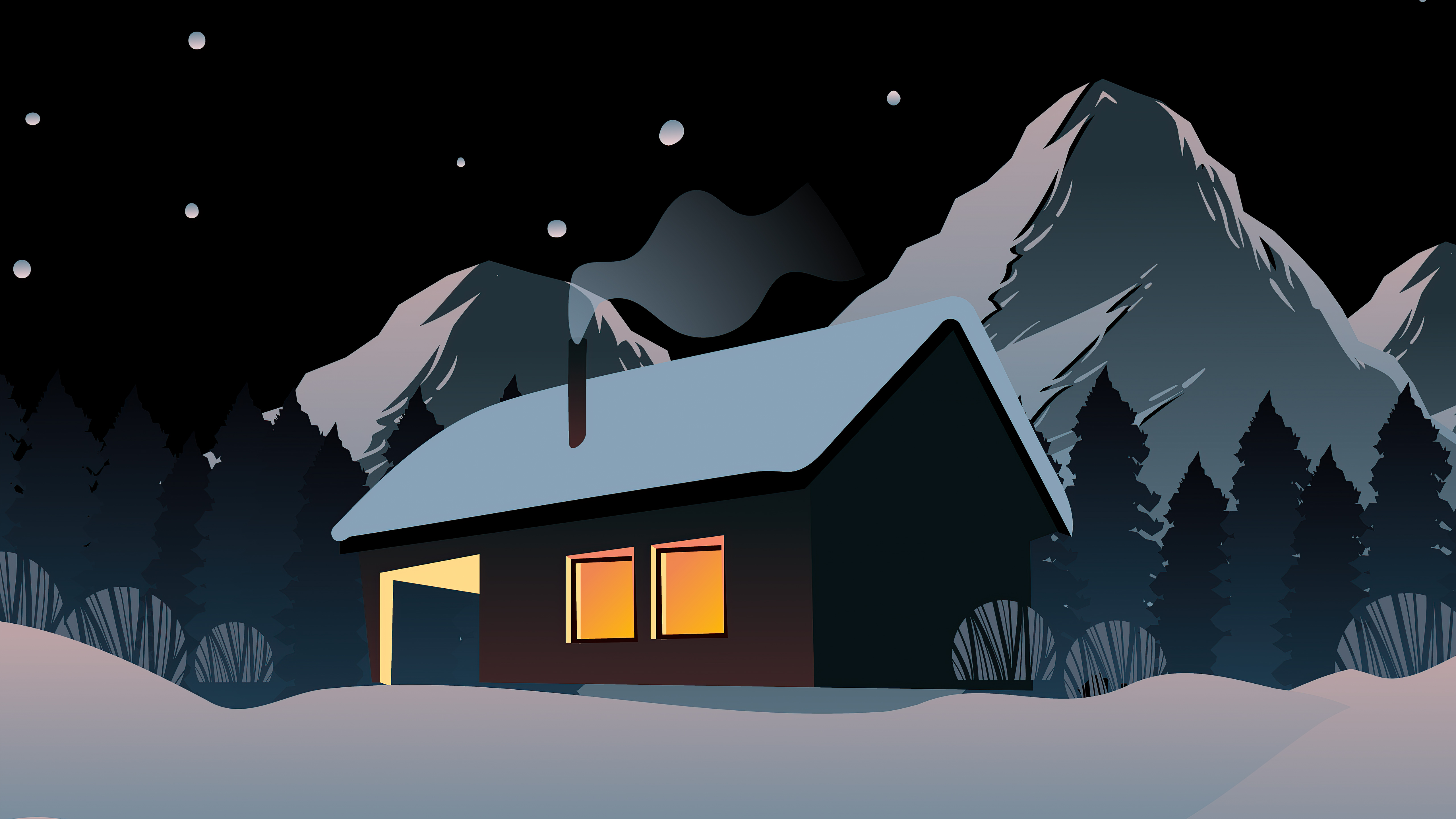 冬季山中小屋的效果图